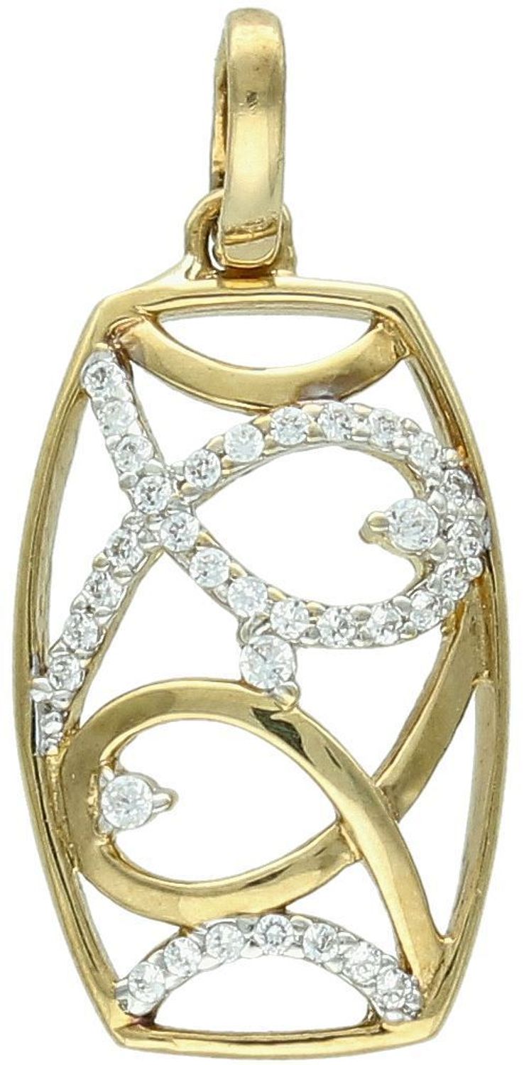 Zawieszka złota prostokątna zdobiona cyrkoniami próba 333, DIA-ZAW-1572-333 Elegancka złota zawieszka w kształcie prostokąta, ozdobiona błyszczącymi cyrkoniami.1.jpg