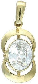 Złota zawieszka owalna z cyrkonią próba 333, DIA-ZAW-1573-333. 💎 Ta wyjątkowa złota zawieszka owalna to doskonałe połączenie ponadczasowego stylu i subtelnego blasku. Ozdobiona 1.jpg