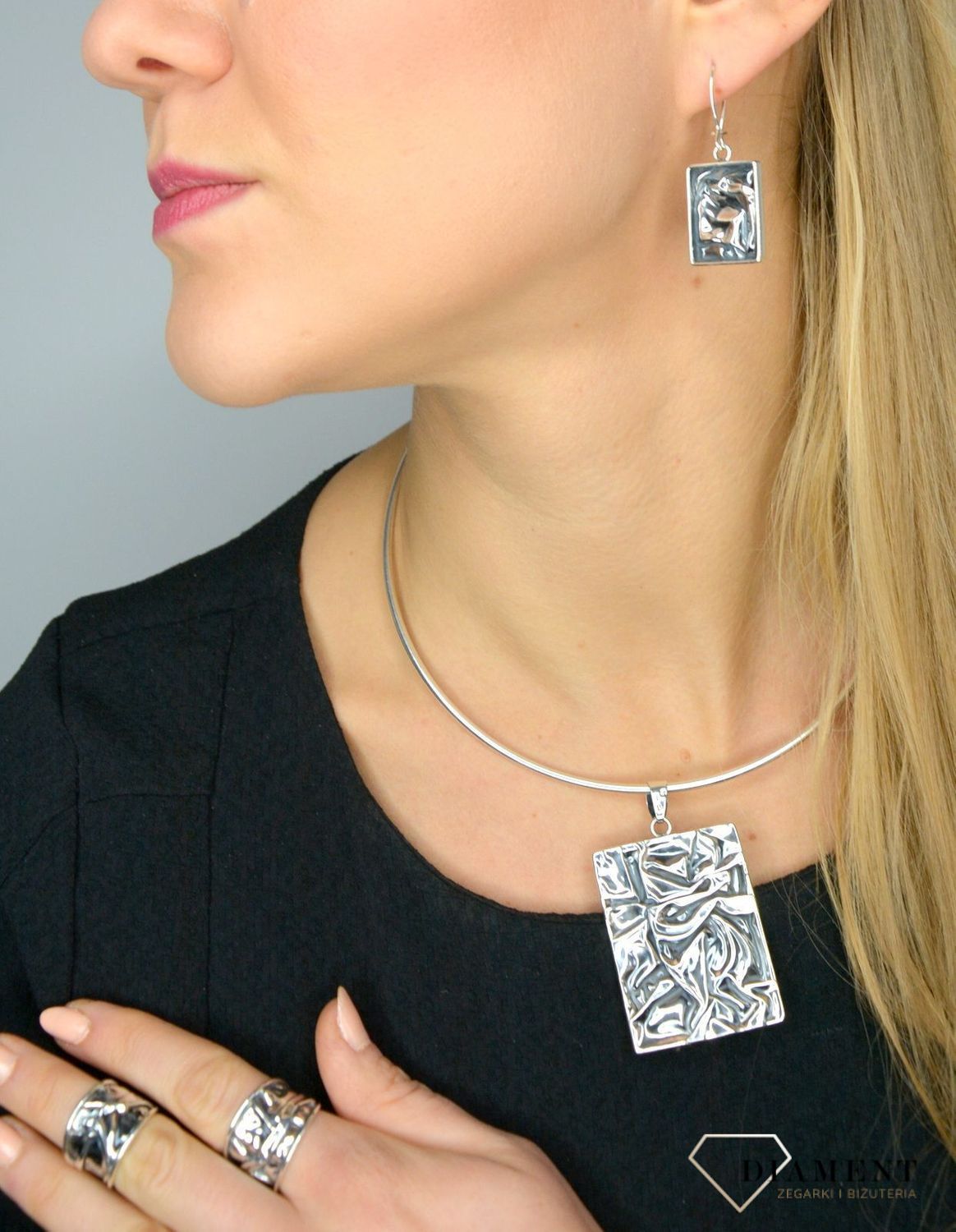 Srebrna zawieszka 925 Gnieciona blaszka DIA-ZAW-1711-925.jpg