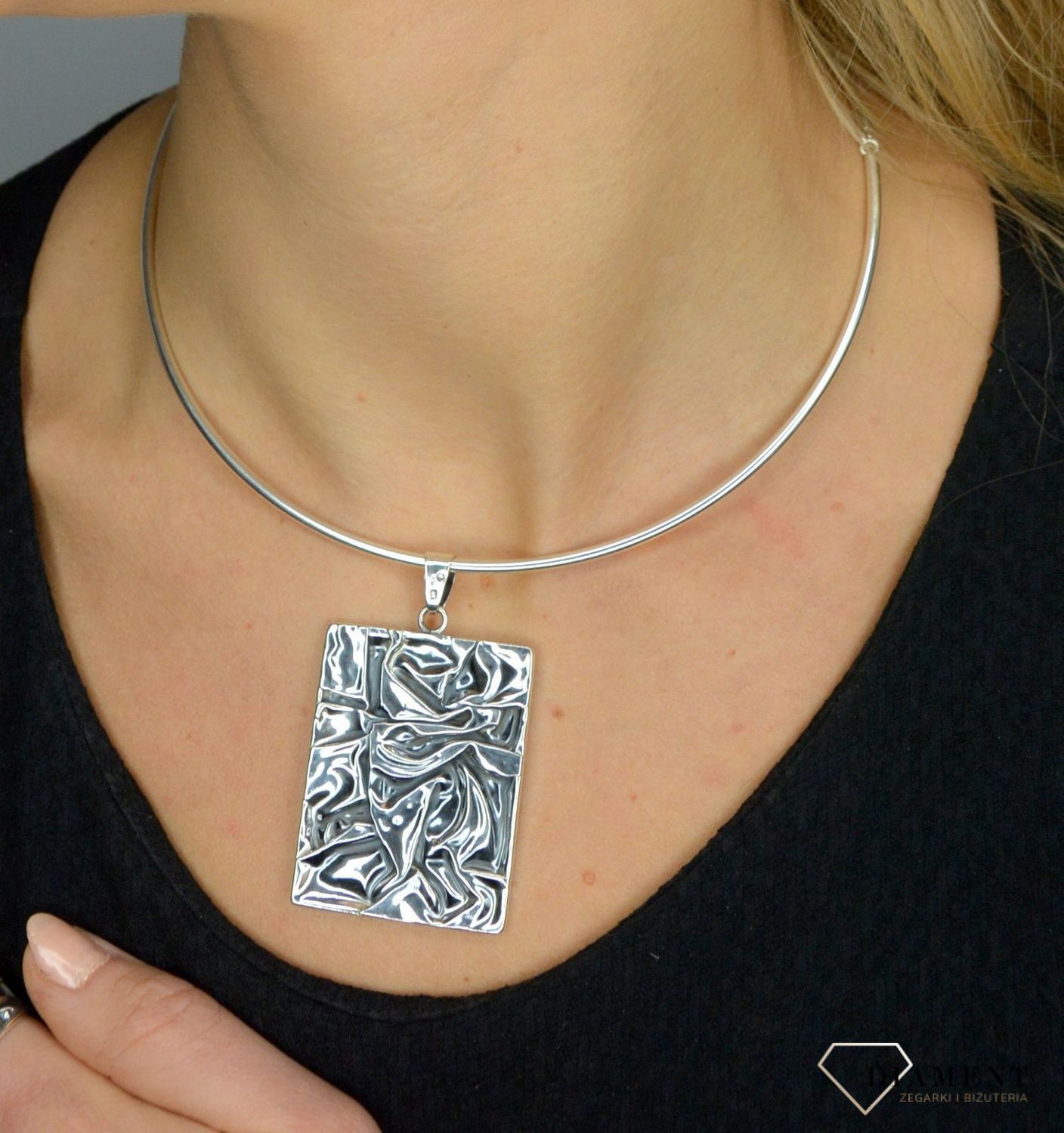 Srebrna zawieszka 925 Gnieciona blaszka DIA-ZAW-1711-925.jpg