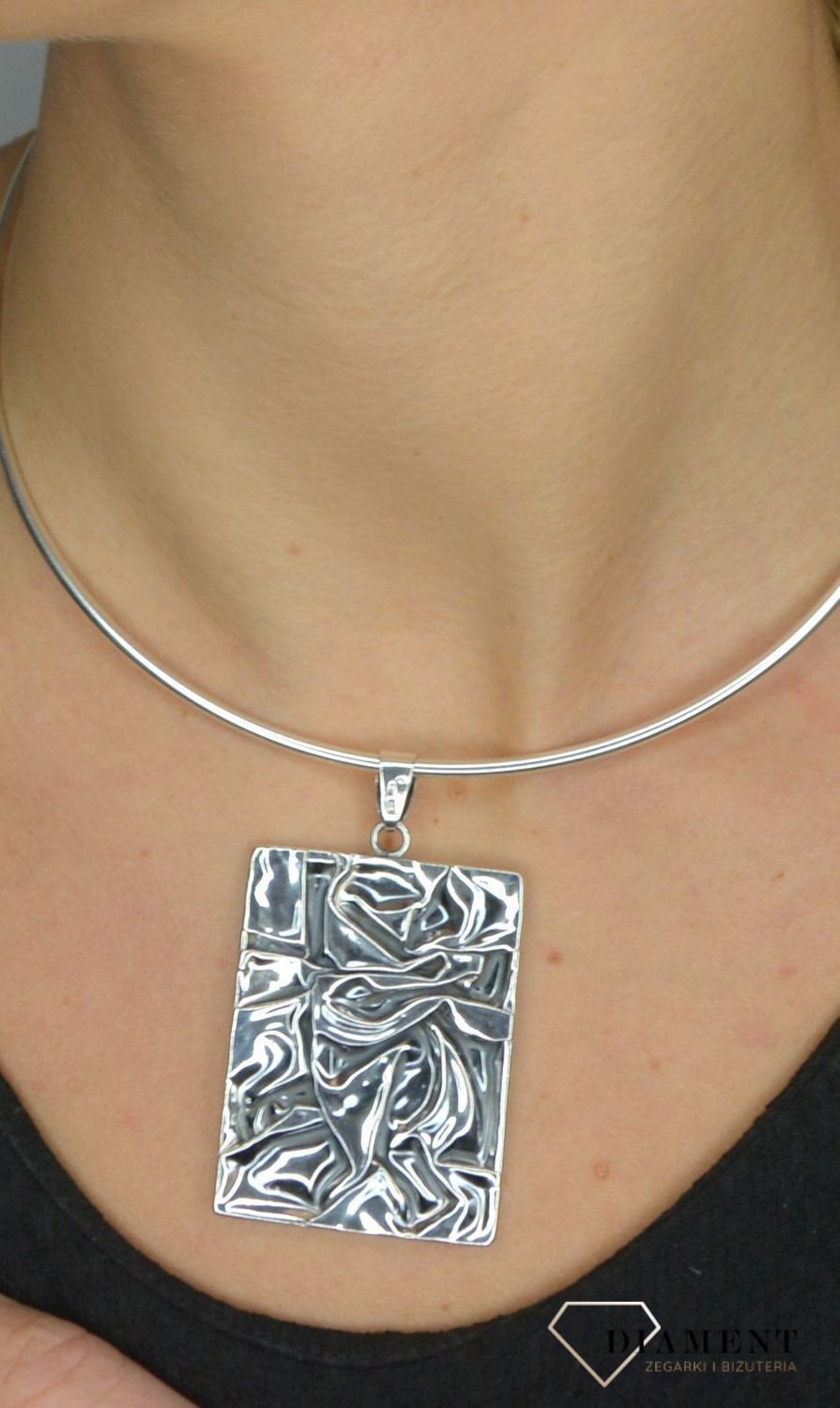 Srebrna zawieszka 925 Gnieciona blaszka DIA-ZAW-1711-925.jpg