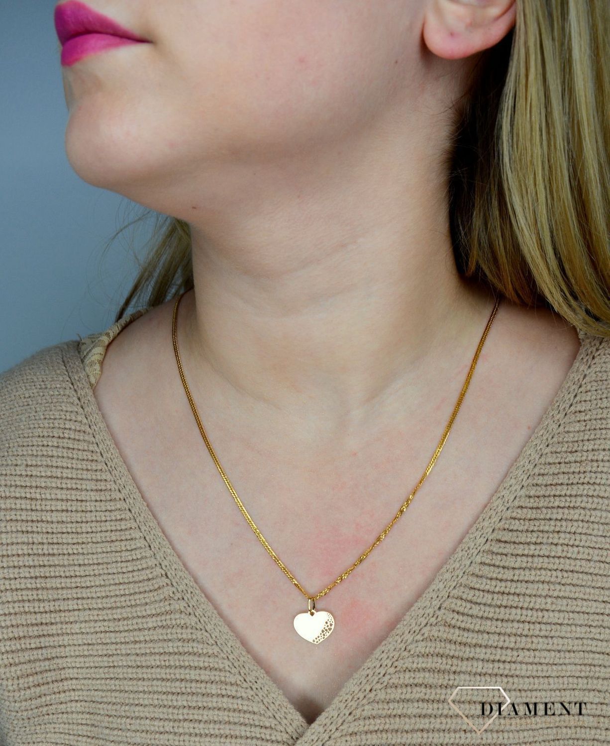 Zawieszka złota na łańcuszek 585 'Złote serce z wzorkiem' DIA-ZAW-1791-585.jpg