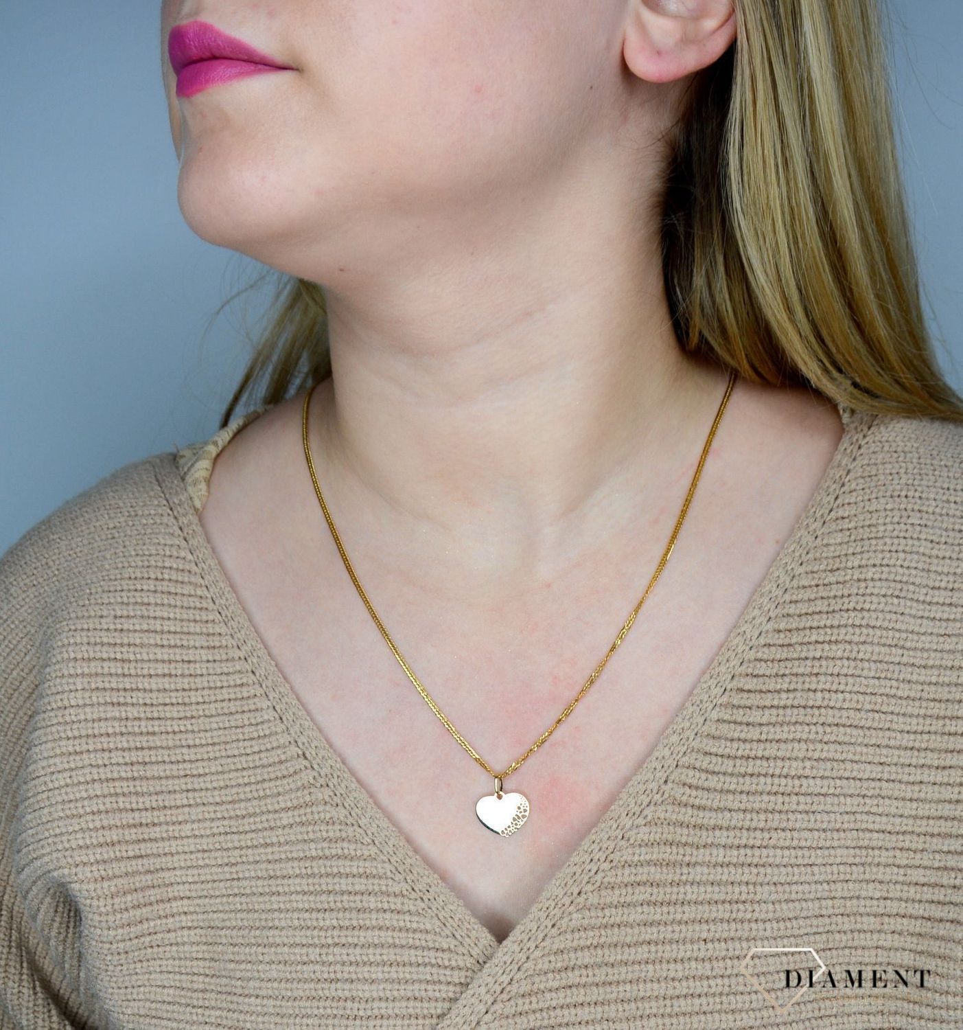 Zawieszka złota na łańcuszek 585 'Złote serce z wzorkiem' DIA-ZAW-1791-585.jpg