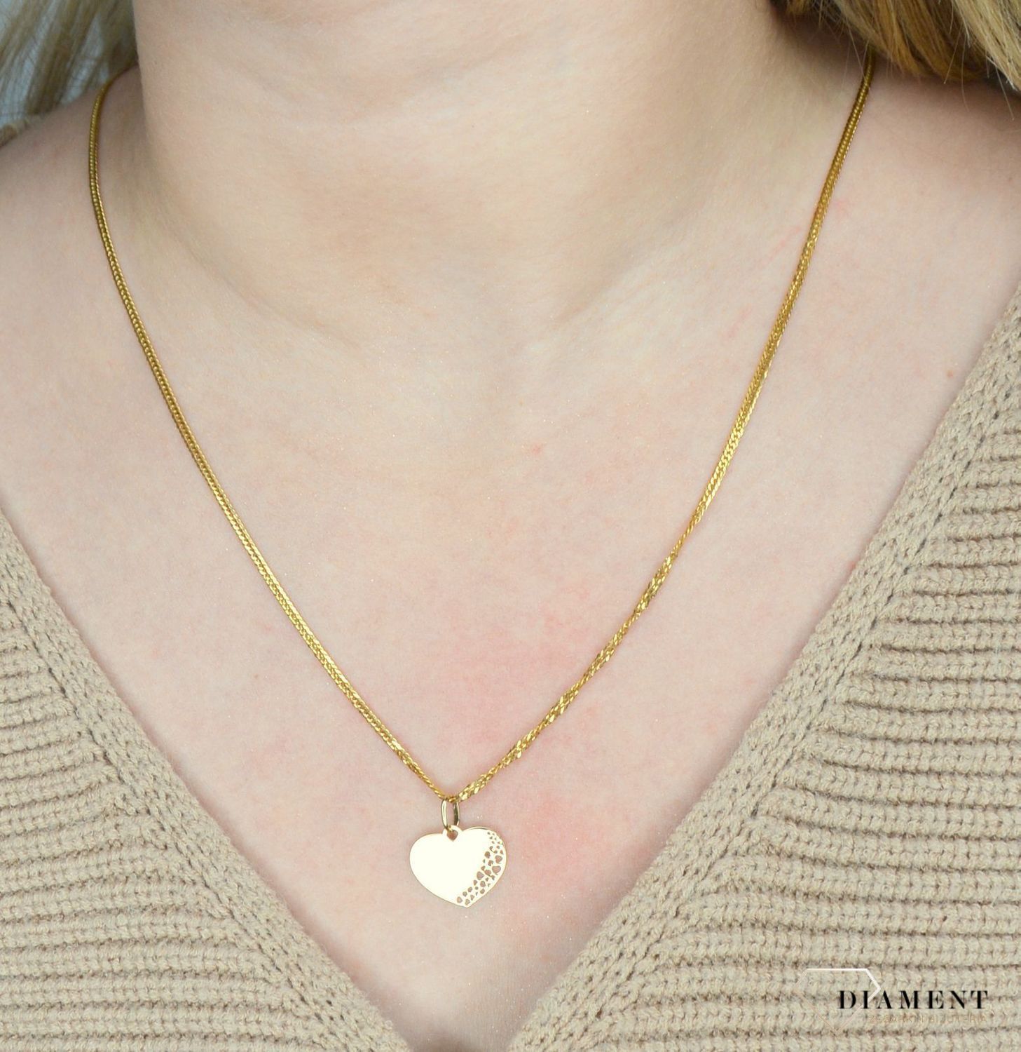 Zawieszka złota na łańcuszek 585 'Złote serce z wzorkiem' DIA-ZAW-1791-585.jpg