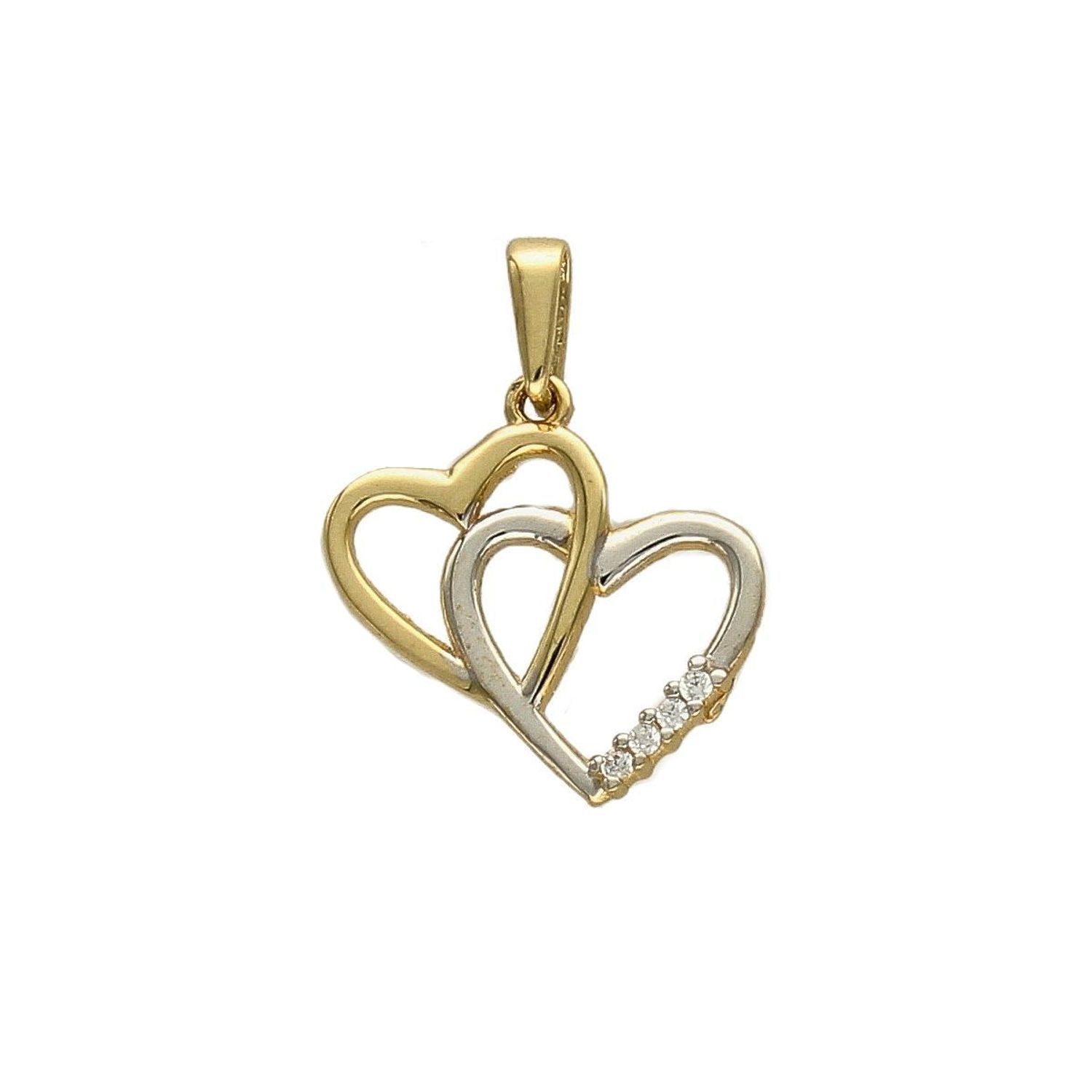 Złota zawieszka 585 dwa połączone serca żółte i białe złoto DIA-ZAW-1792-585.jpg