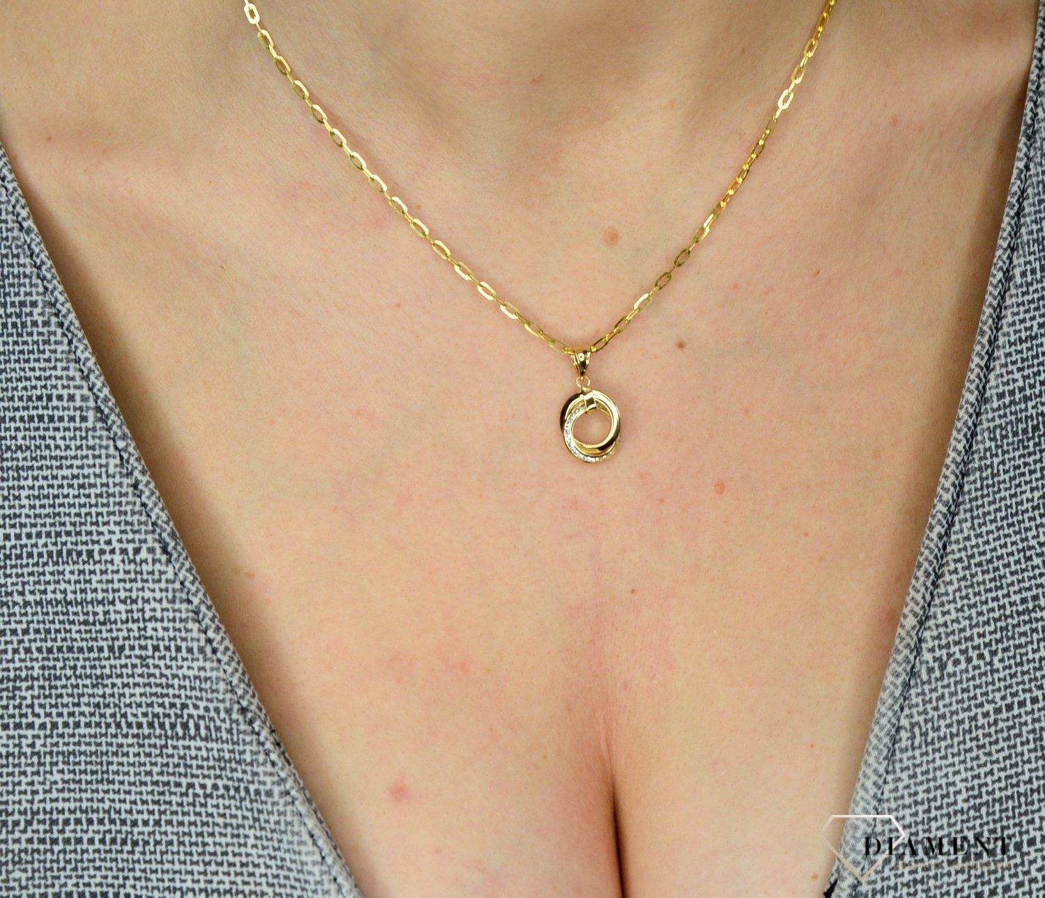 Złota zawieszka 585 kółka z cyrkonią DIA-ZAW-1796-585.jpg