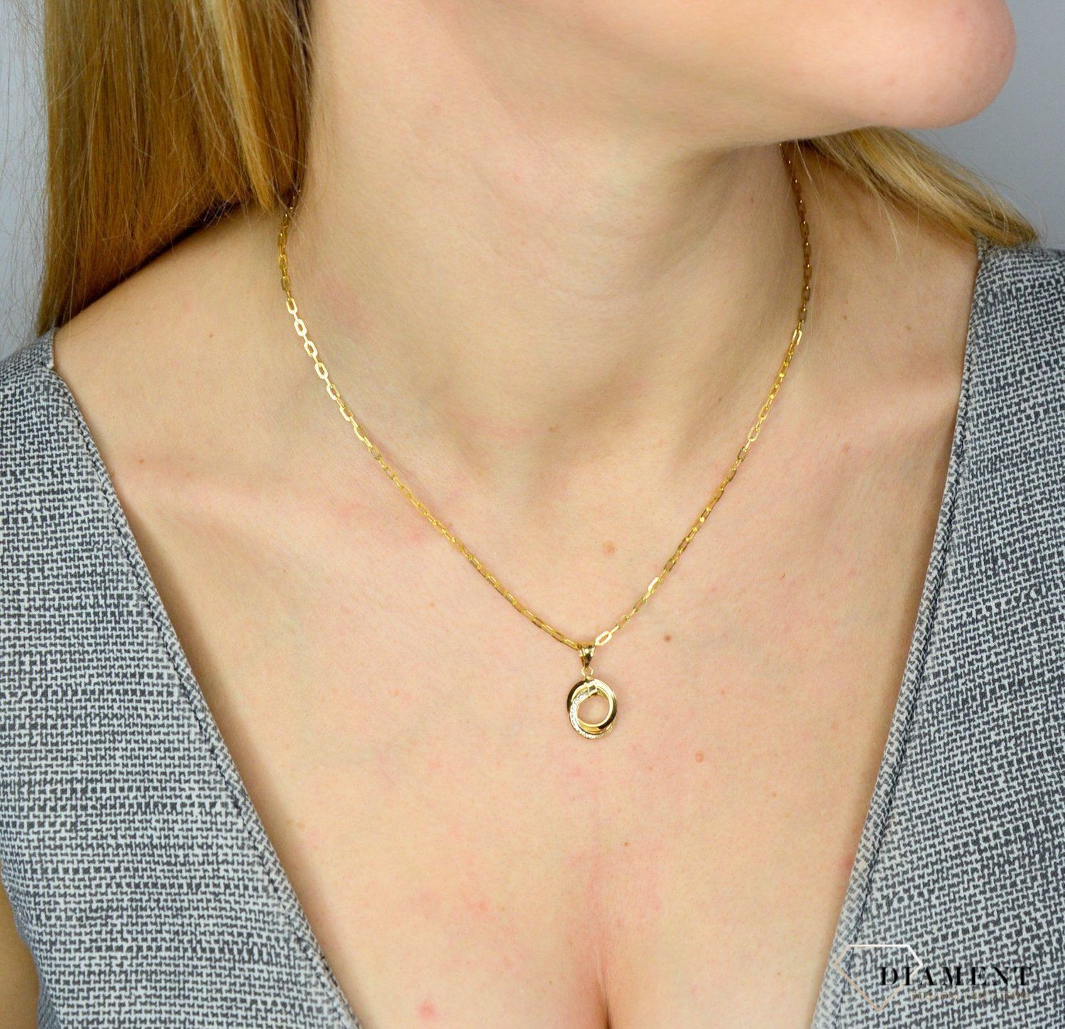 Złota zawieszka 585 kółka z cyrkonią DIA-ZAW-1796-585.jpg