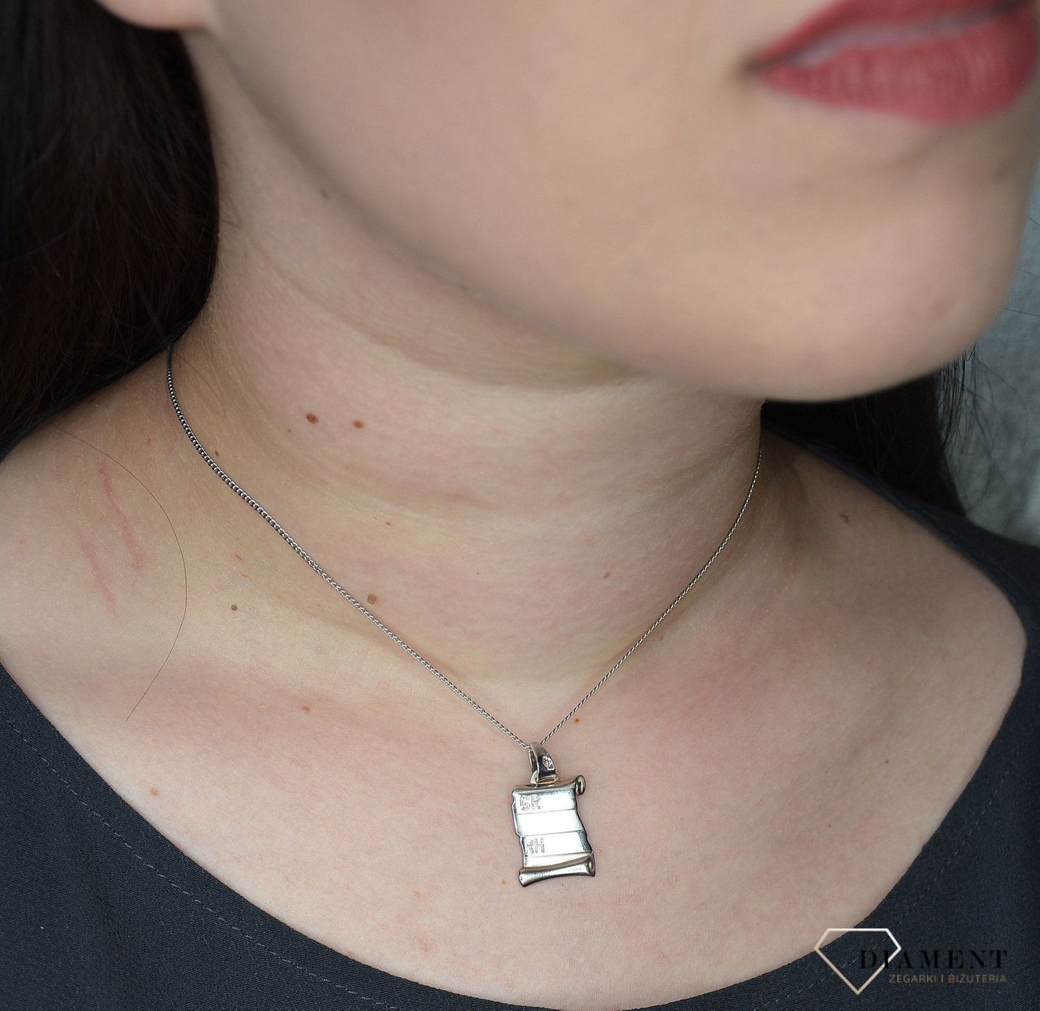 Zawieszka srebrna papirus 'Blaszka z grawerem grupy krwi' DIA-ZAW-2084-925.jpg