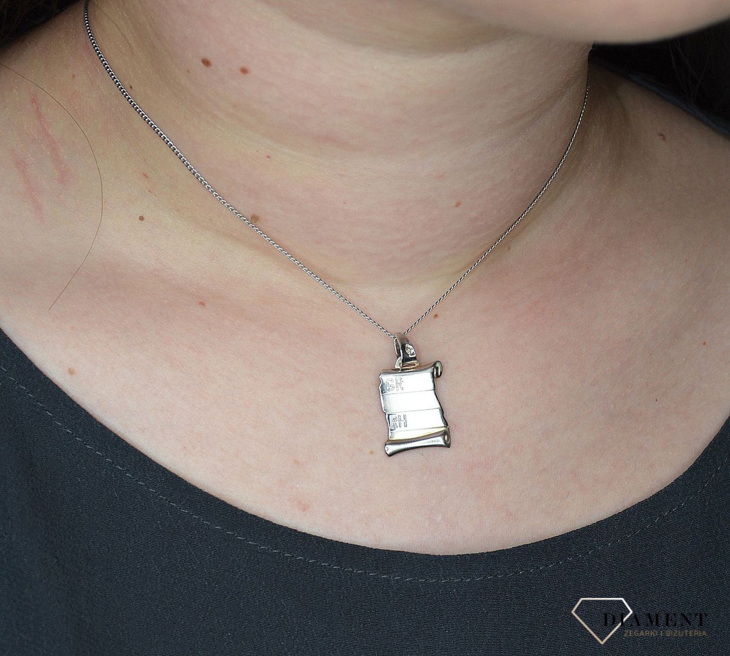 Zawieszka srebrna papirus 'Blaszka z grawerem grupy krwi' DIA-ZAW-2084-925.jpg