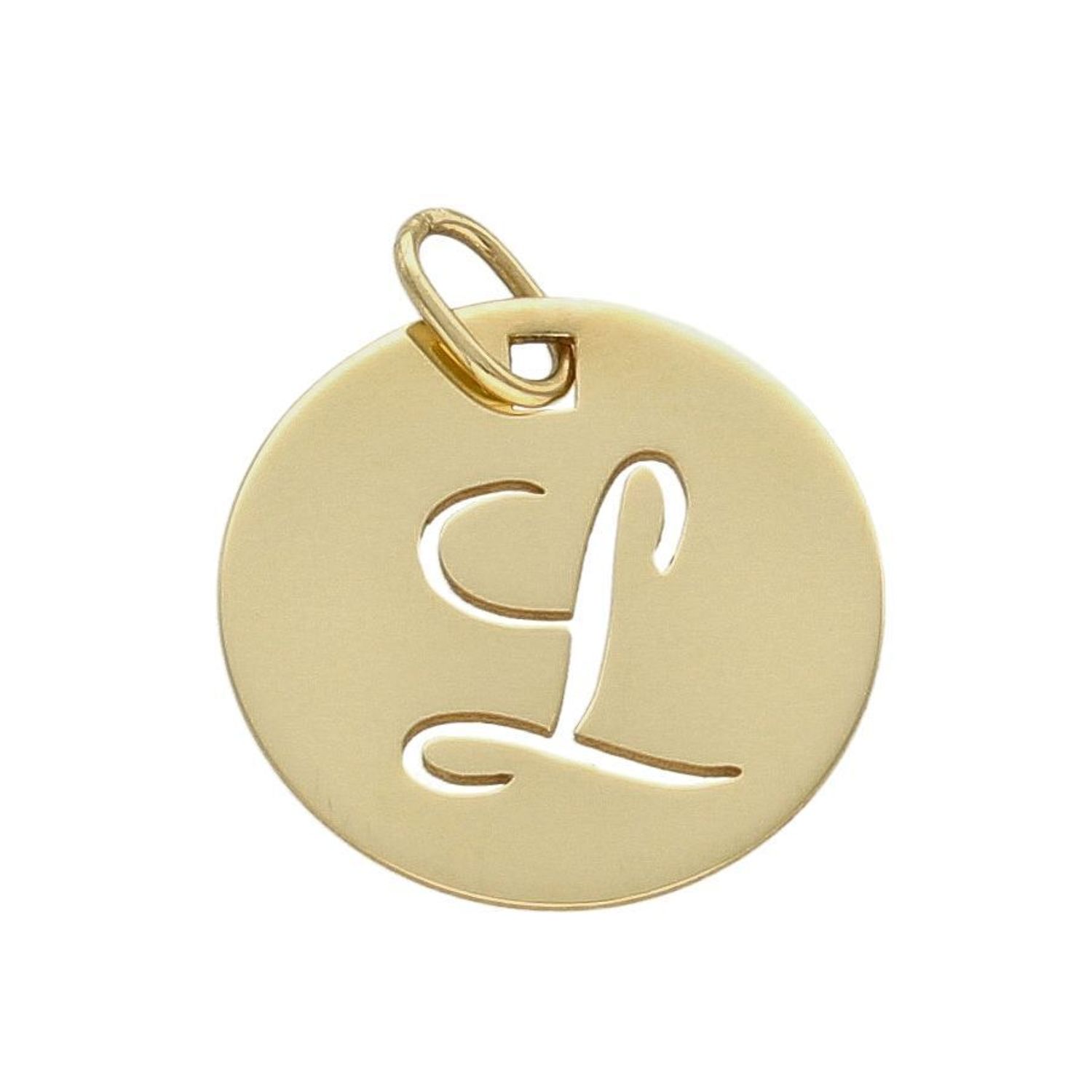 Złota zawieszka 585 z literką L w kółeczku DIA-ZAW-2128L-585. Jedyna w swoim rodzaju złota zawieszka z literką L. Wisiorek został wykonany z najwyższej jakości złota próby 585. Literka L zawieszka damska złota idealna na preze.jpg