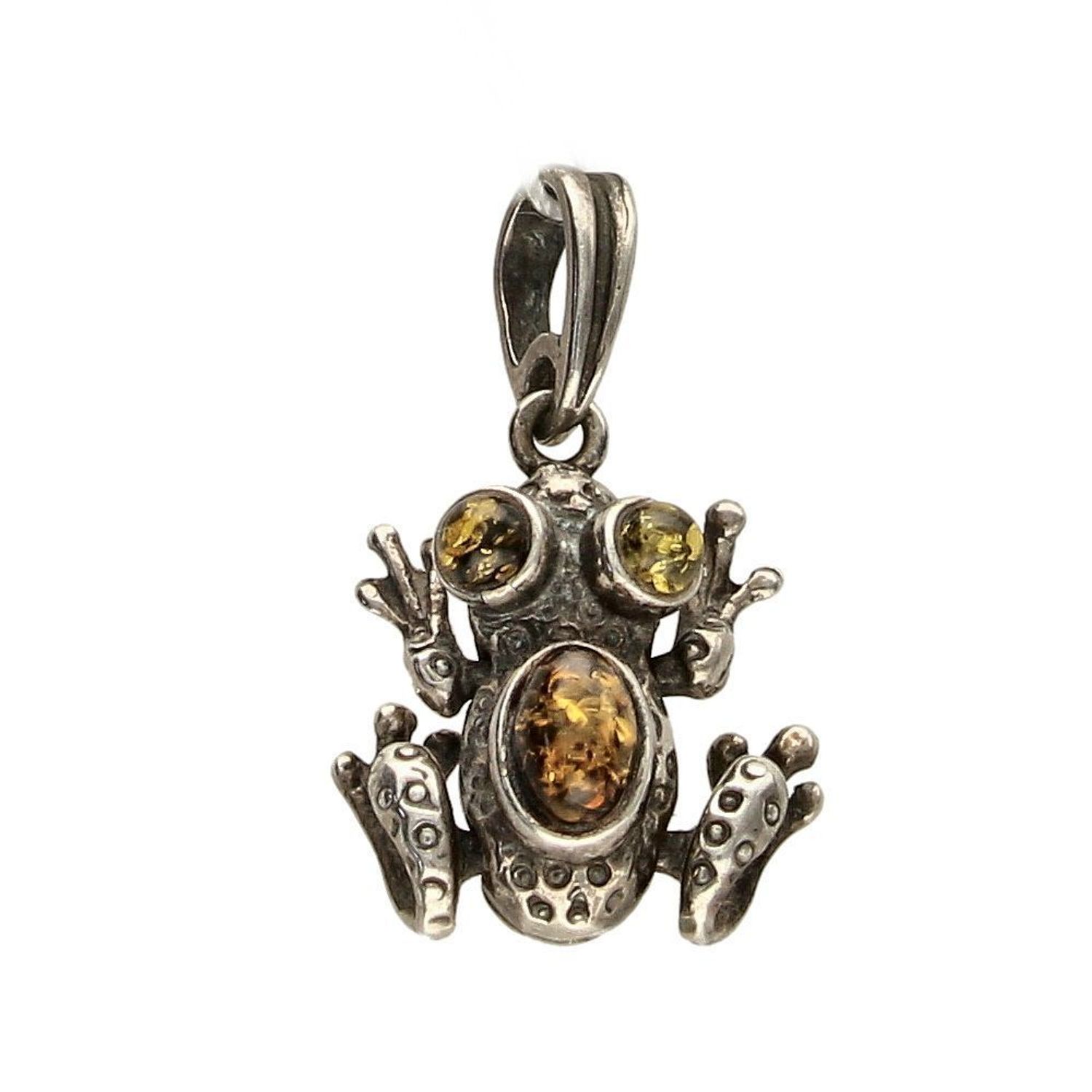 Zawieszka srebrna żaba z dodatkiem bursztynu DIA-ZAW-2468.jpg