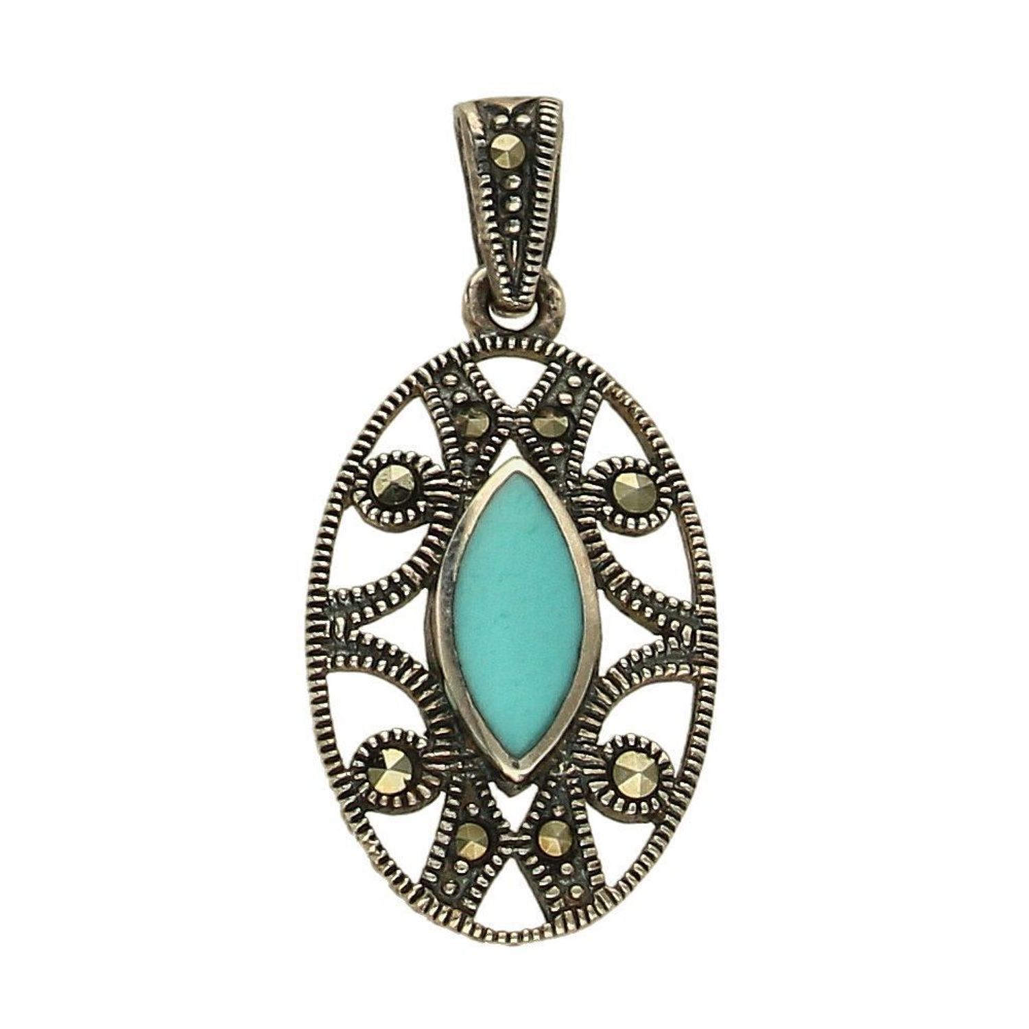 Srebrna zawieszka z markazytami i masą turkusową DIA-ZAW-2501-925.jpg