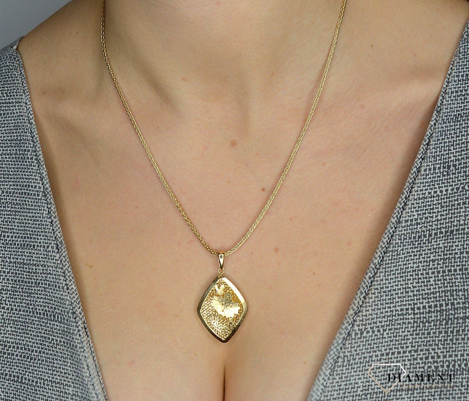 Zawieszka złota 585 romb  DIA-ZAW-2532-585  ✓Złote Naszyjniki Damskie w Sklepie z Biżuterią zegarki-diament.pl.jpg