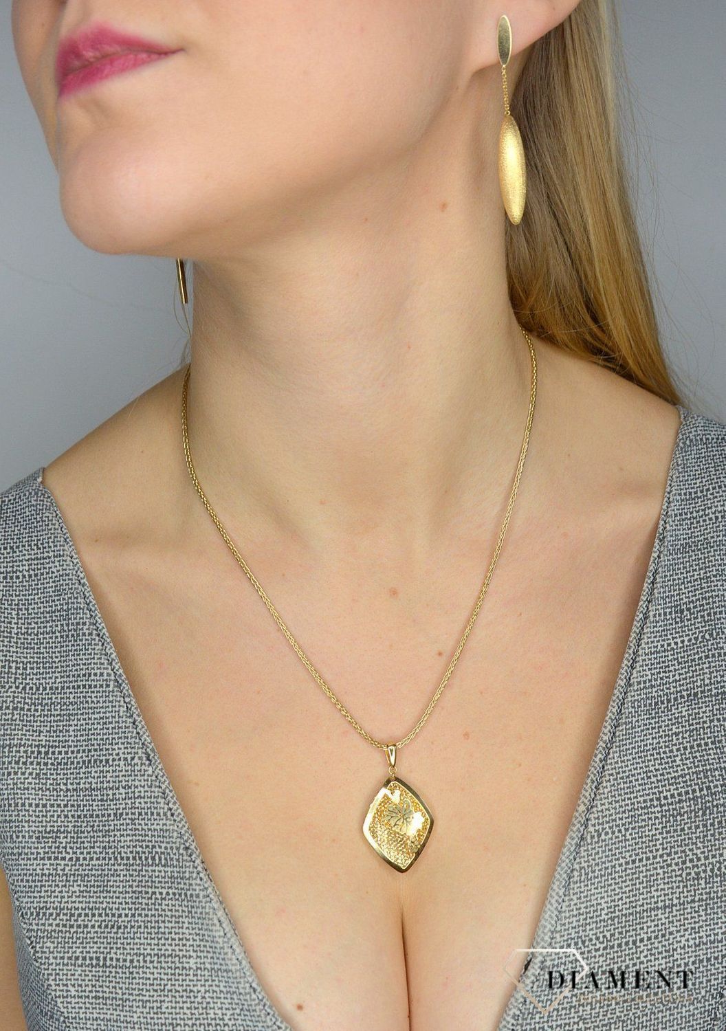 Zawieszka złota 585 romb  DIA-ZAW-2532-585  ✓Złote Naszyjniki Damskie w Sklepie z Biżuterią zegarki-diament.pl.jpg