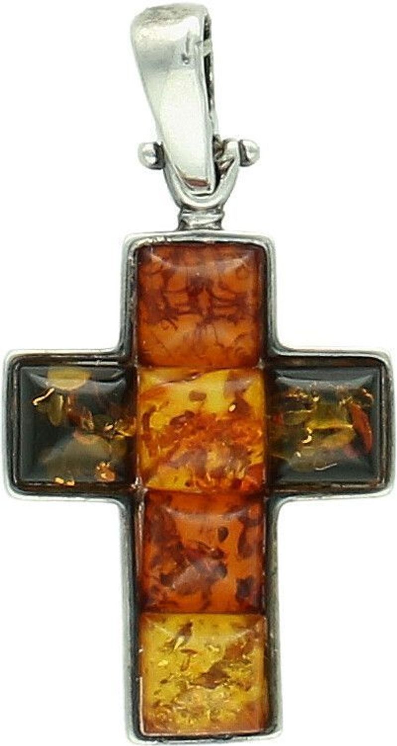 Srebrna zawieszka 925 krzyż z bursztynu wielokolorowy DIA-ZAW-2577-bursztyn.jpg