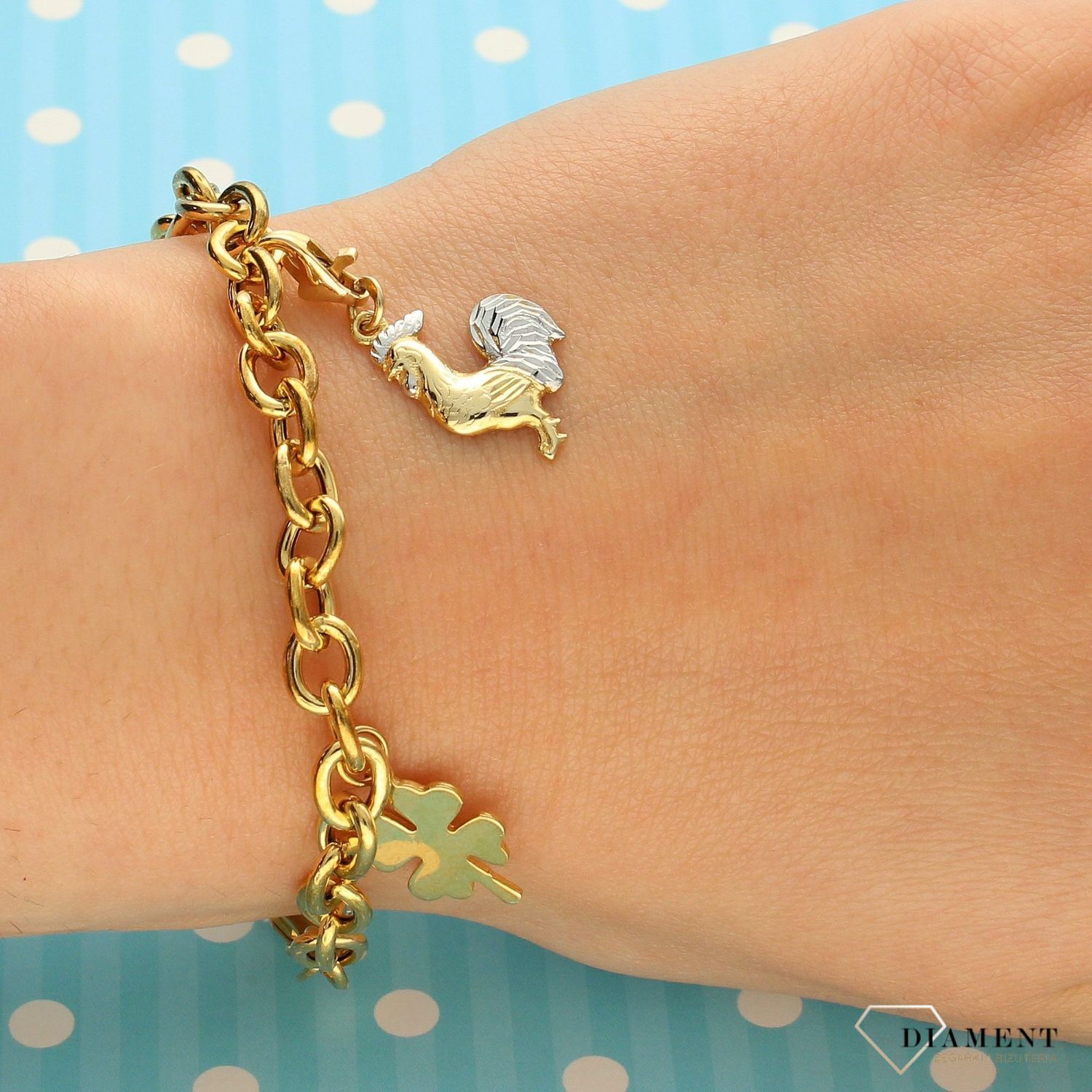 Złota zawieszka charms dopinka 585 kogut DIA-ZAW-2596-585✓Złote Zawieszki Damskie w Sklepie z Biżuterią zegarki-diament (1).jpg