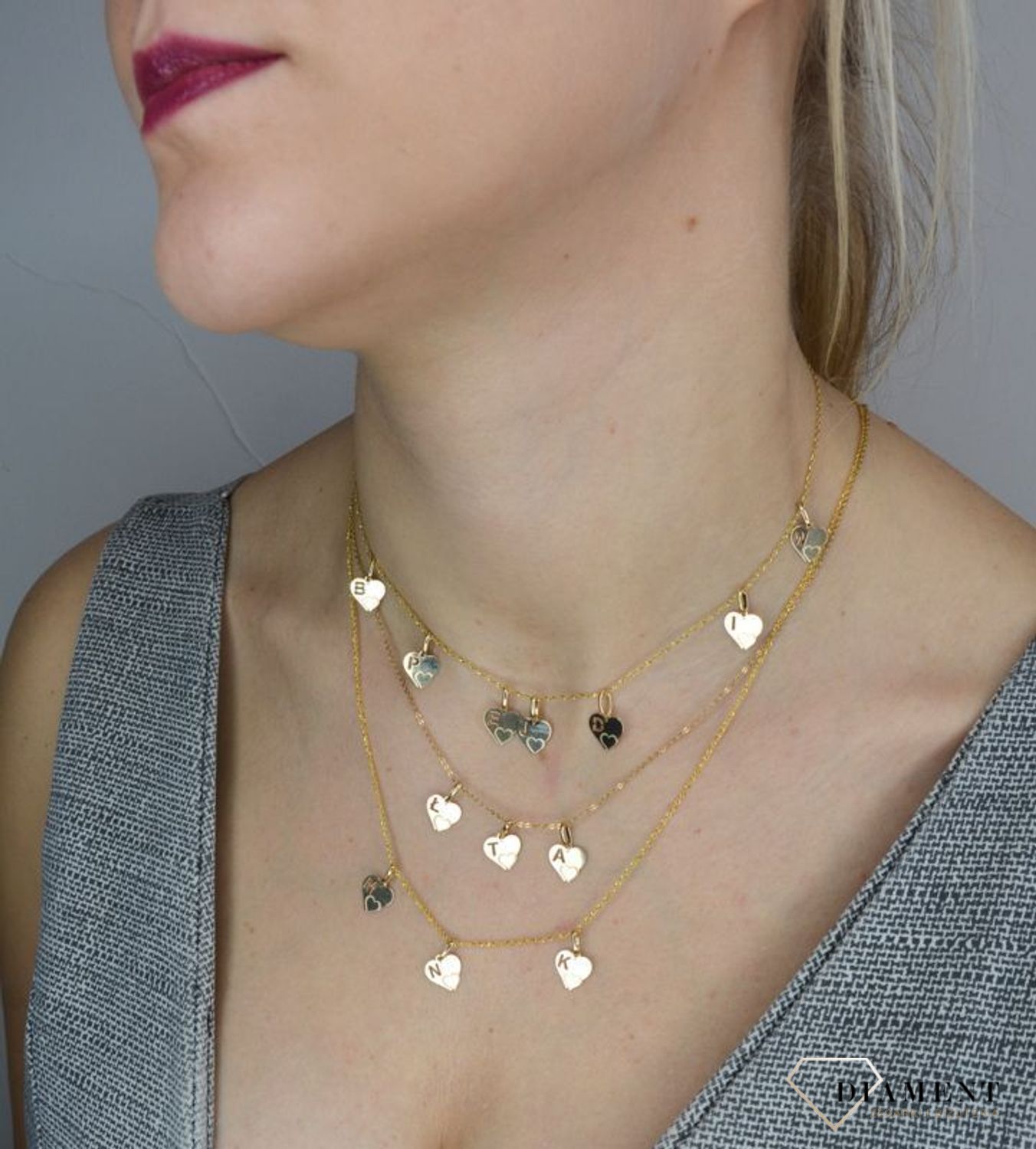 Złota zawieszka 585 serce z literką D DIA-ZAW-2607D-585. Złota zawieszka z motywem literki..jpg