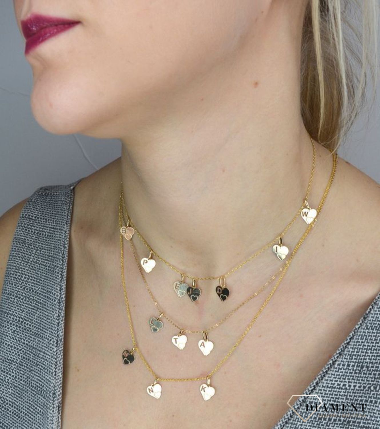 Złota zawieszka 585 serce z literką I DIA-ZAW-2607I-585.jpg