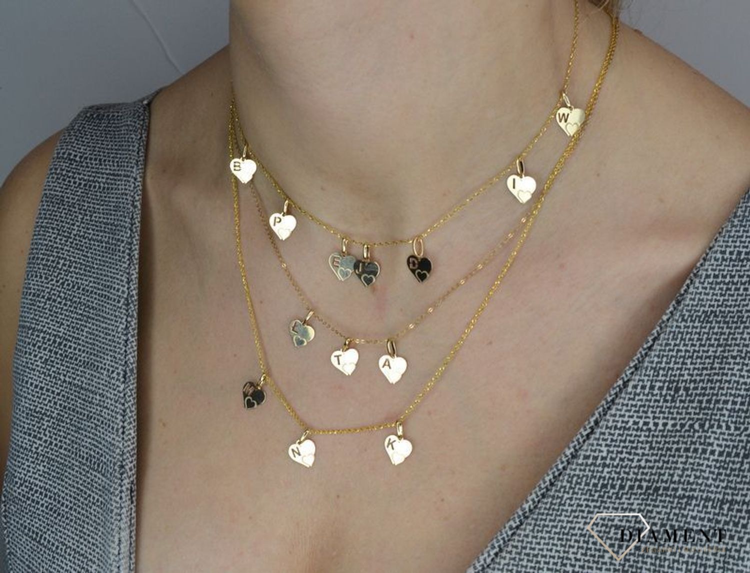 Złota zawieszka litera P 585 serce z literką P DIA-ZAW-2607P-585.jpg