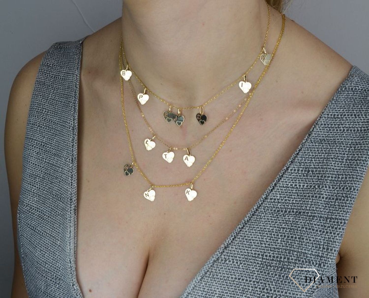 Złota zawieszka litera P 585 serce z literką P DIA-ZAW-2607P-585.jpg