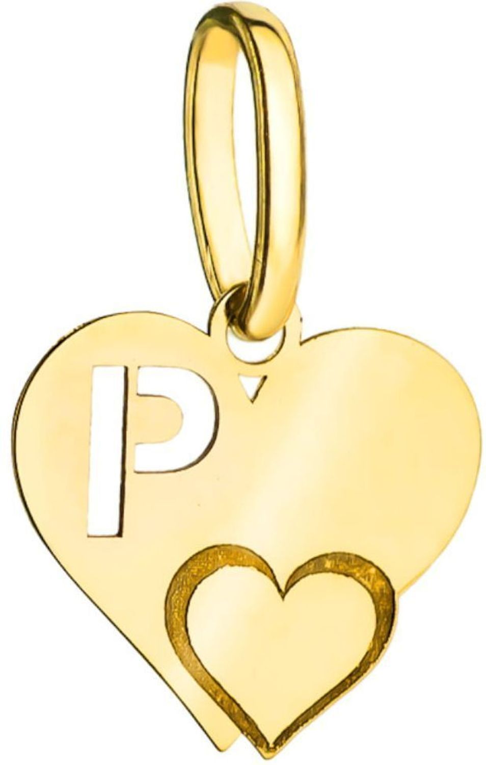 Złota zawieszka litera P 585 serce z literką P DIA-ZAW-2607P-585.jpg