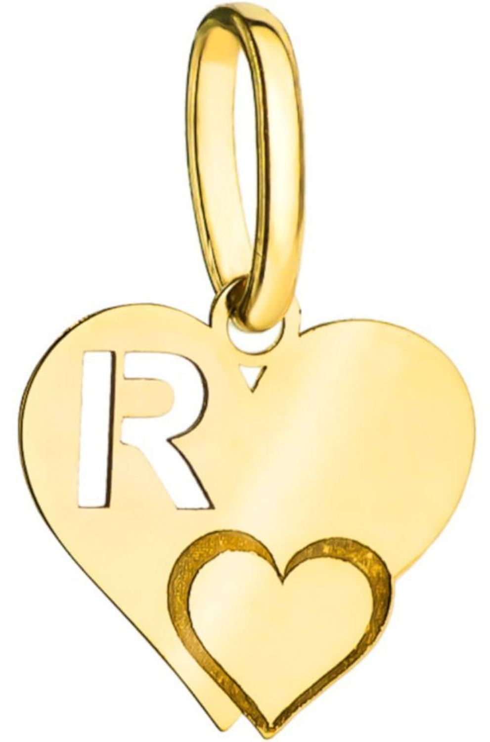 Złota zawieszka litera R 585 serce z literką R DIA-ZAW-2607R-585.jpg