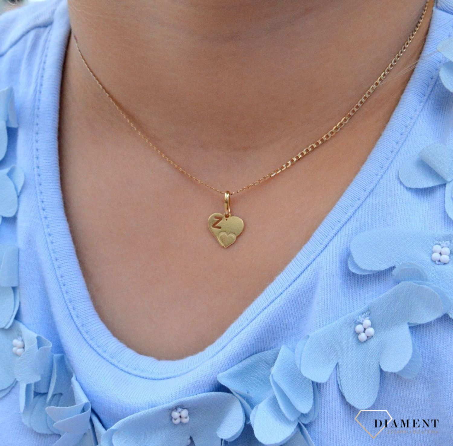 Złota zawieszka 585 serce z literką Z DIA-ZAW-2607Z-585.jpg