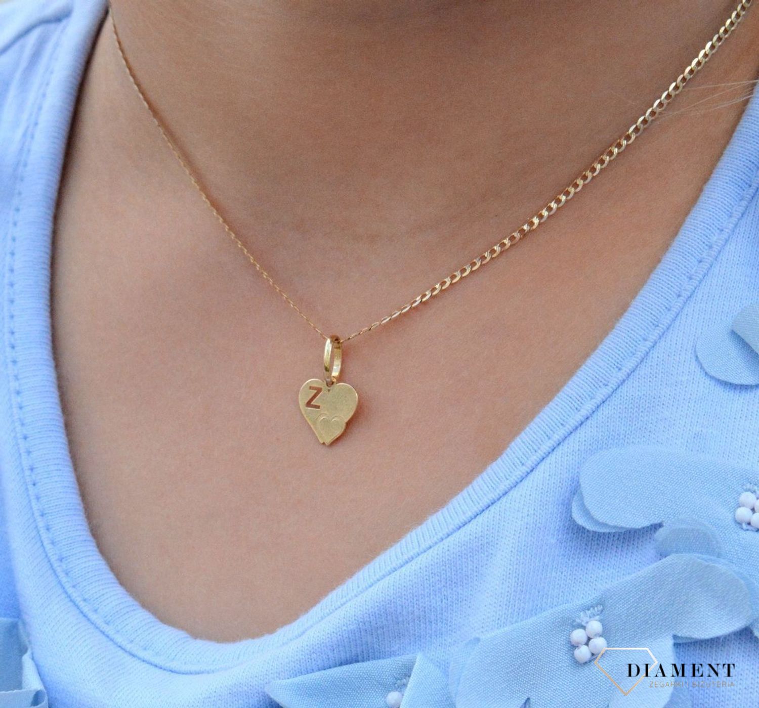 Złota zawieszka 585 serce z literką Z DIA-ZAW-2607Z-585.jpg