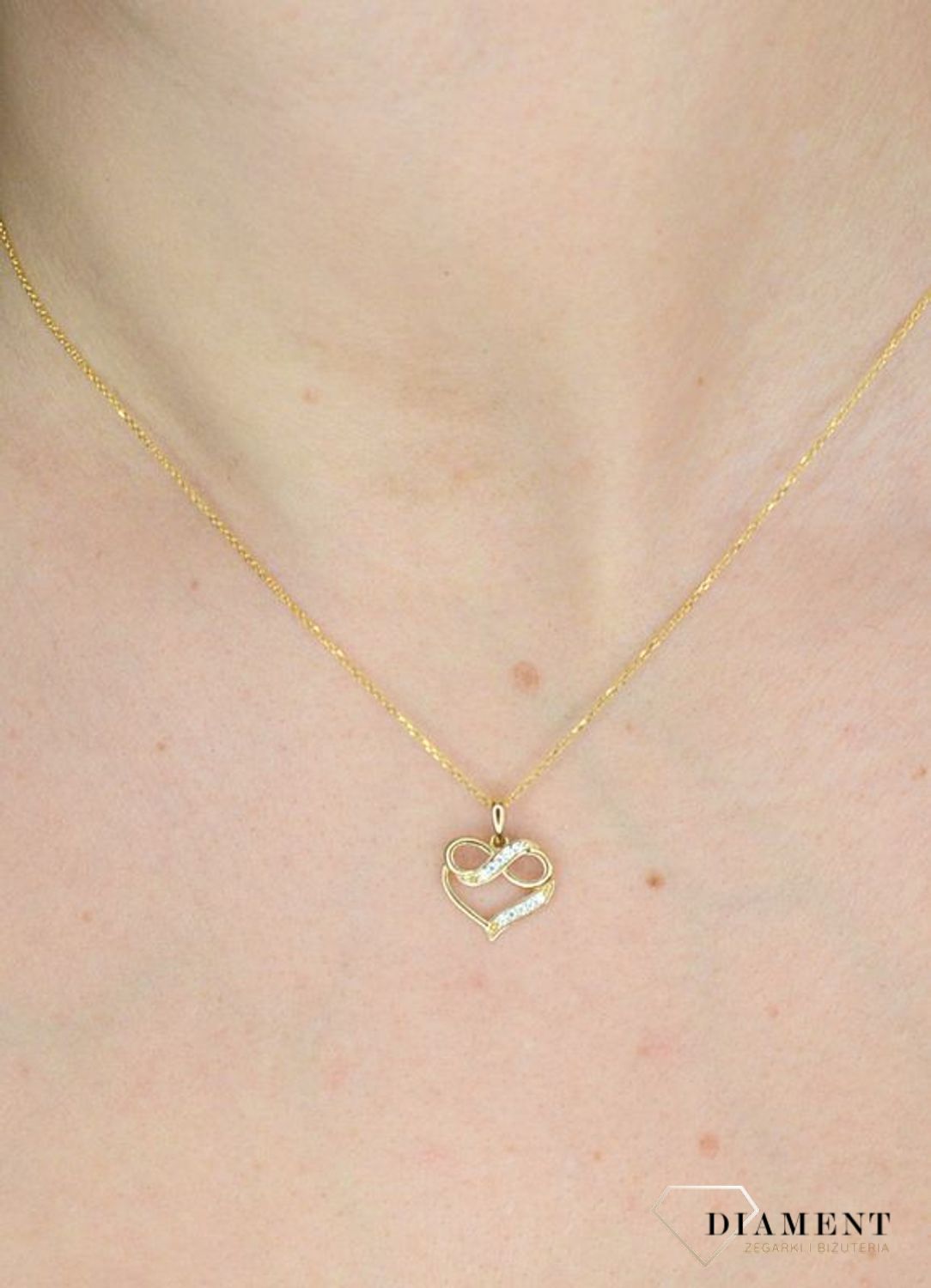 Złota zawieszka 585 serce ze znakiem nieskończoności DIA-ZAW-2608-585.jpg