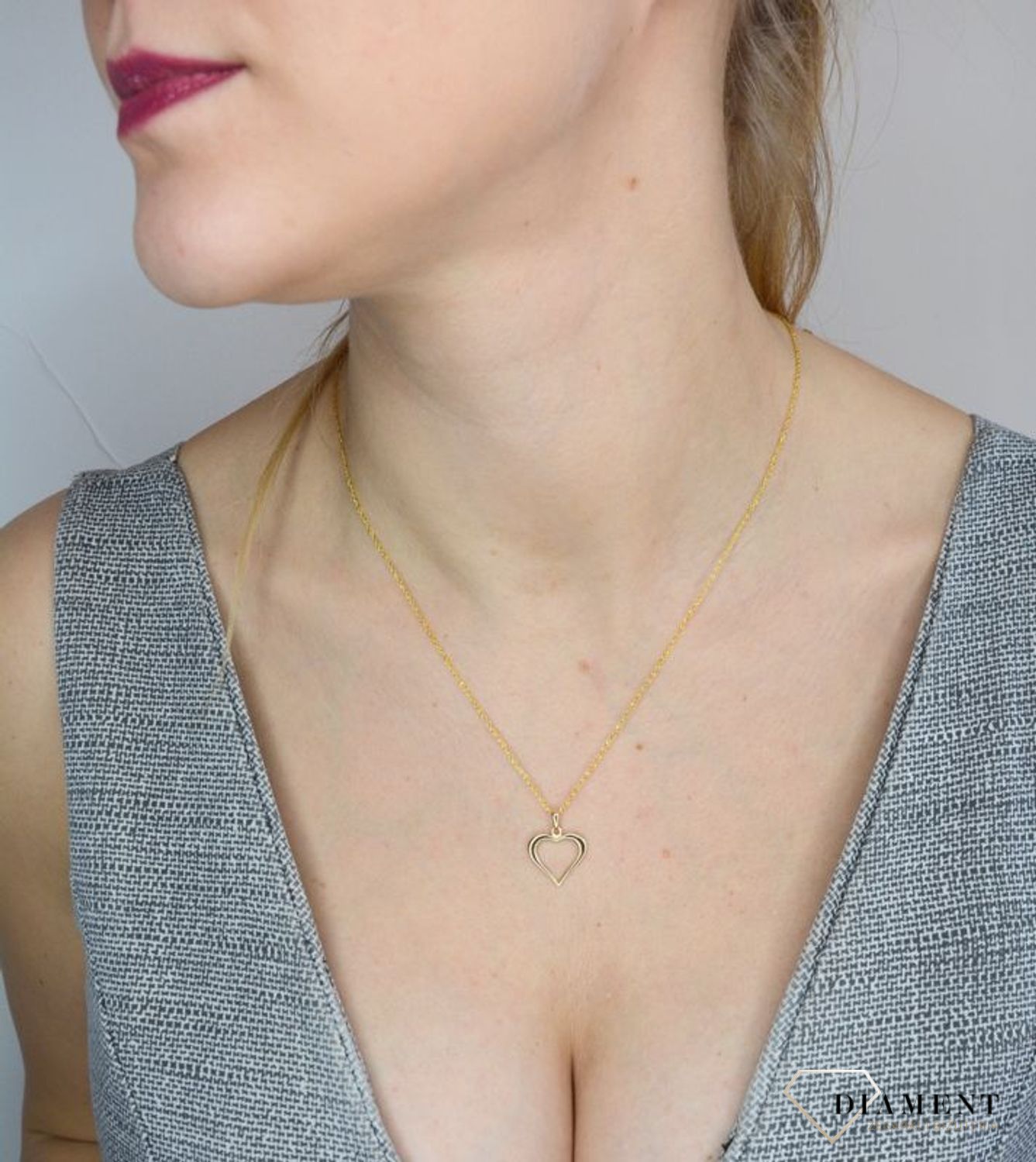 Złota zawieszka 585 kontur serca DIA-ZAW-2609-585.jpg