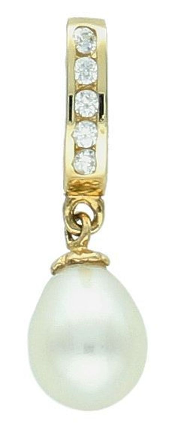 Zawieszka złota z perełka pr 585, DIA-ZAW-2612-585 Zjawiskowa zawieszka ozdobiona śliczną perełką. Dodatkowym atutem biżuterii damskiej jest drobna forma,1.jpg