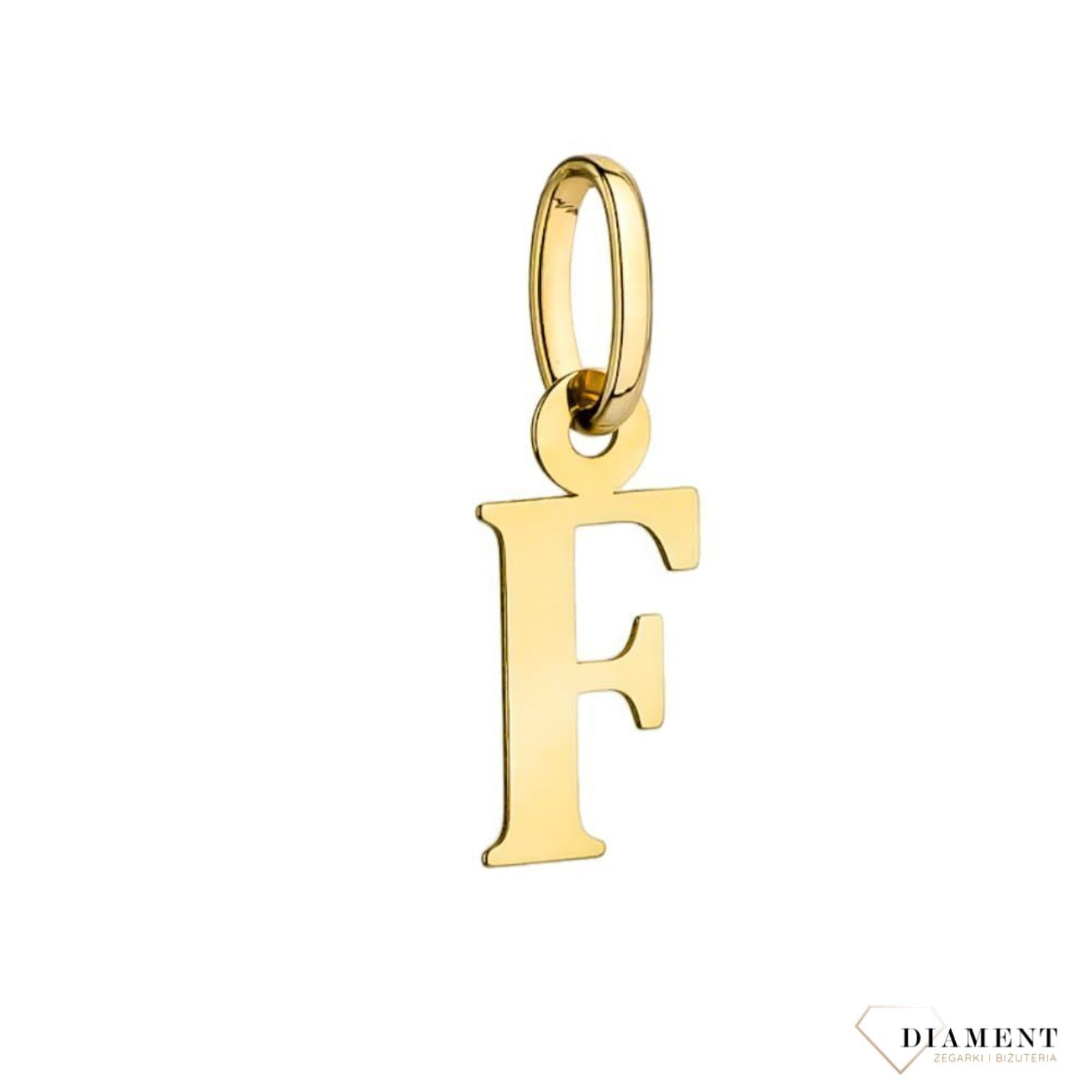 Złota zawieszka literka F 1 cm DIA-ZAW-2692F-585.jpg