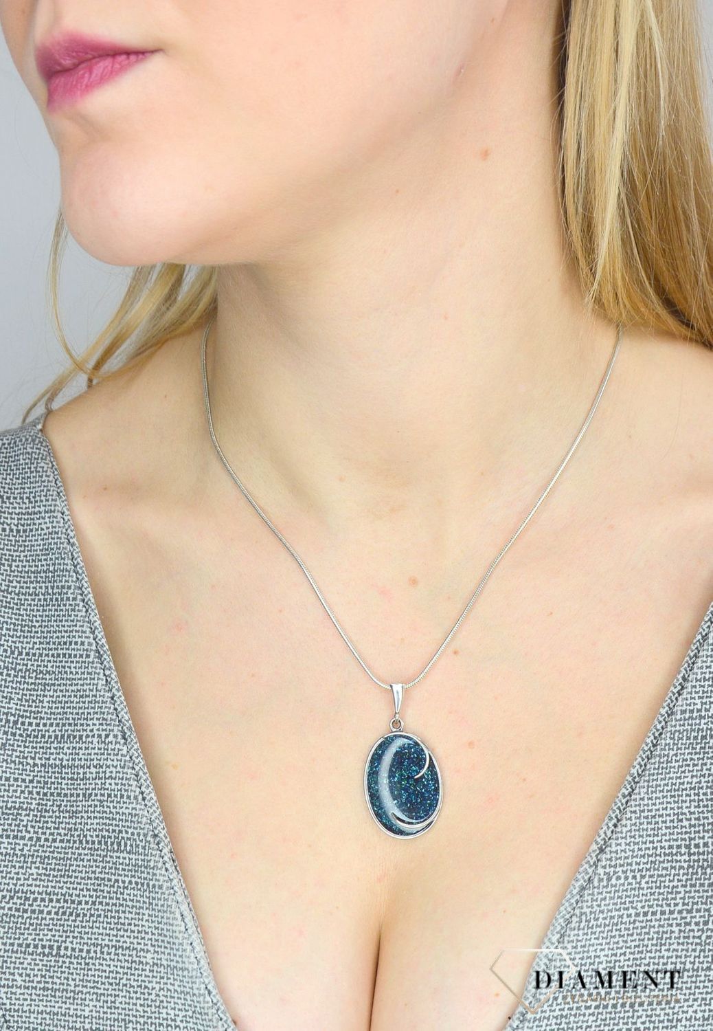 Zawieszka srebrna 'Niebieskie drobinki'.jpg