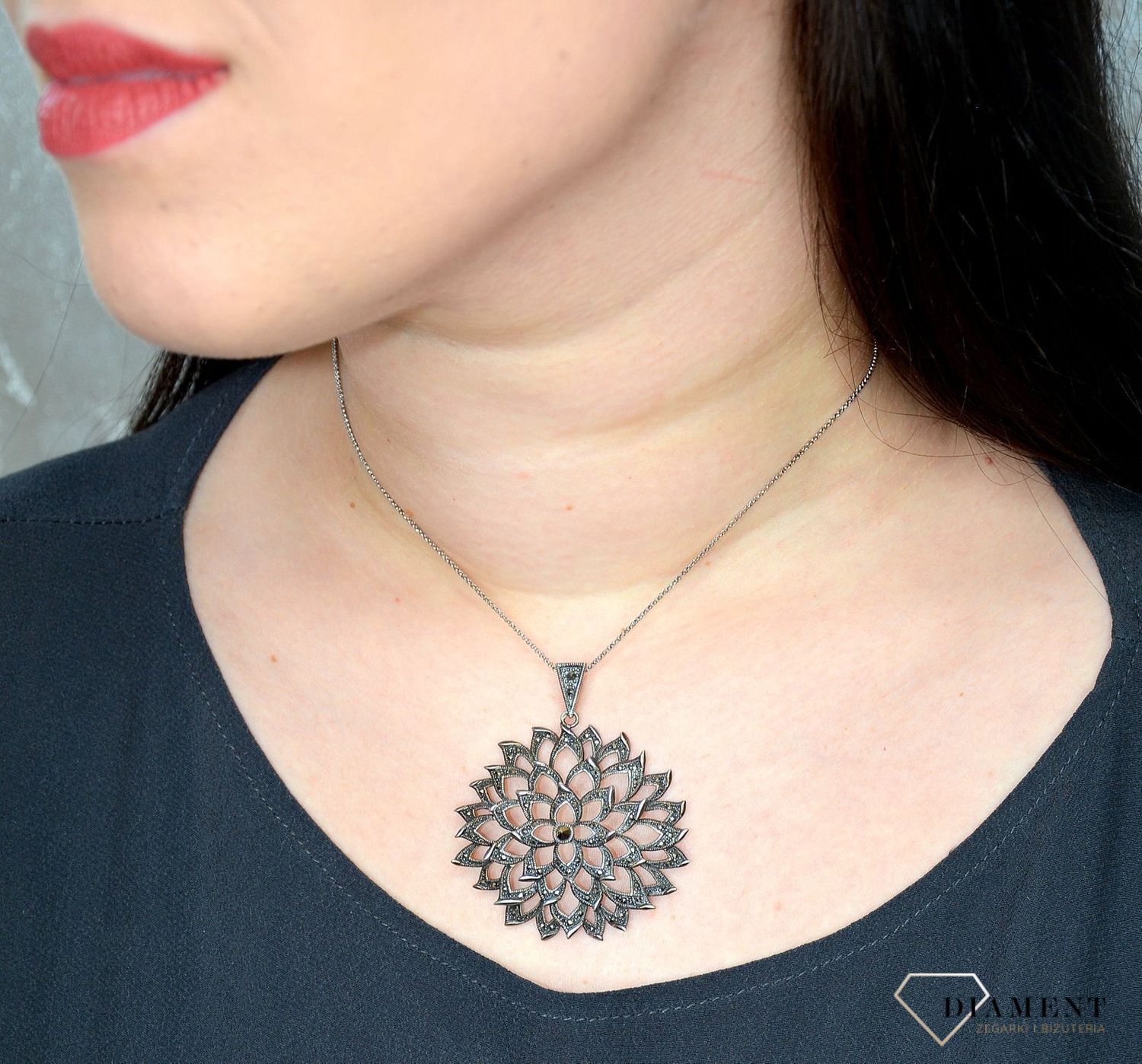 Duża zawieszka srebrna z markazytami 925 'Kwiat markazytów' DIA-ZAW-2850-925.jpg