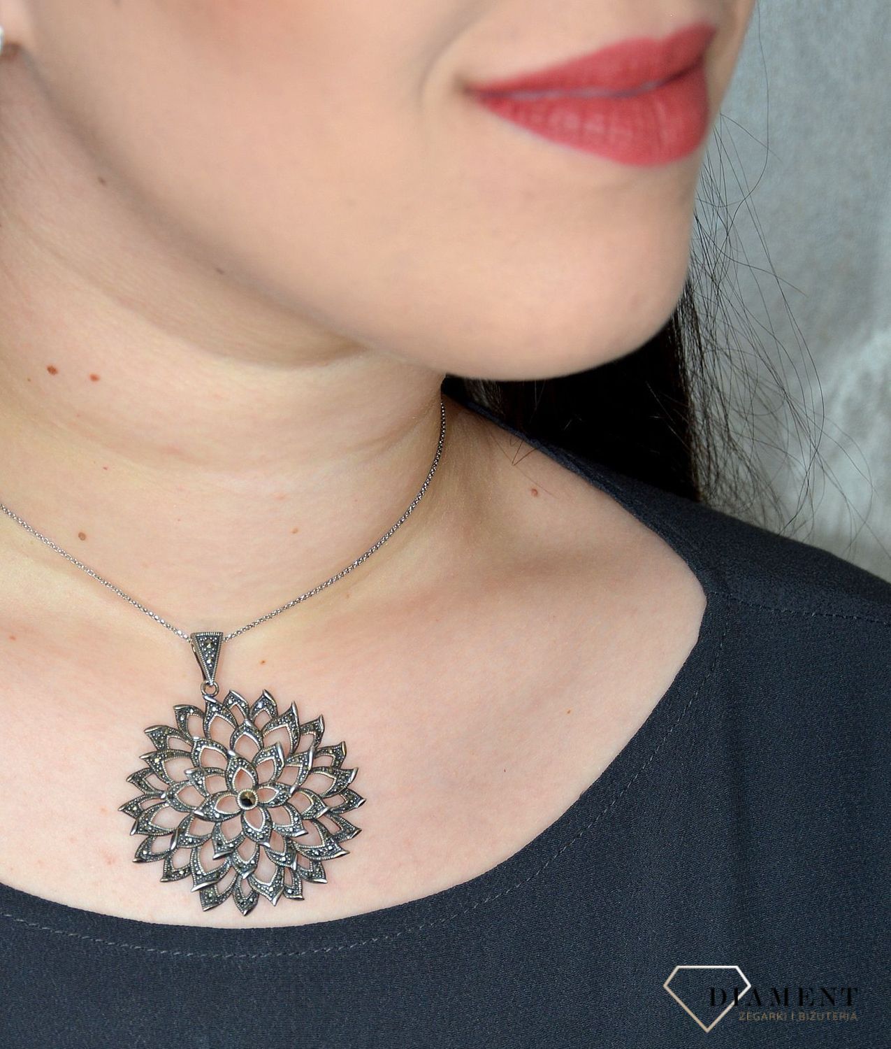 Duża zawieszka srebrna z markazytami 925 'Kwiat markazytów' DIA-ZAW-2850-925.jpg