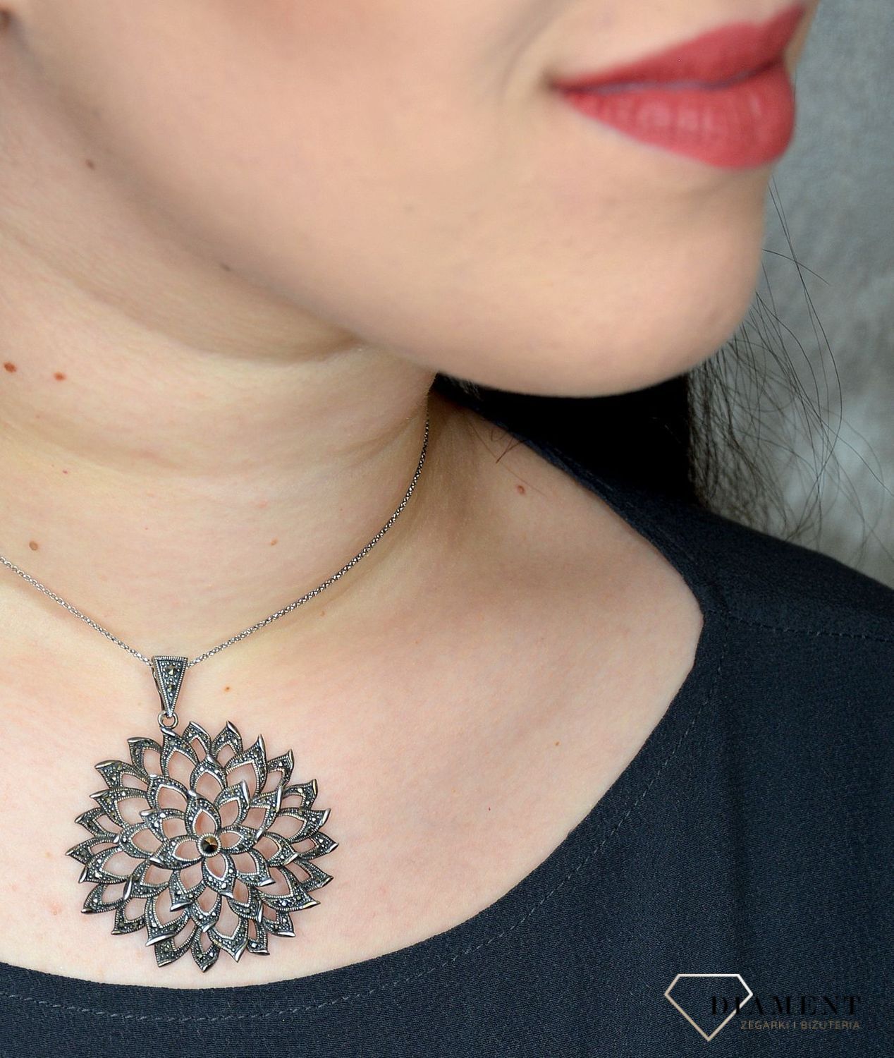 Duża zawieszka srebrna z markazytami 925 'Kwiat markazytów' DIA-ZAW-2850-925.jpg