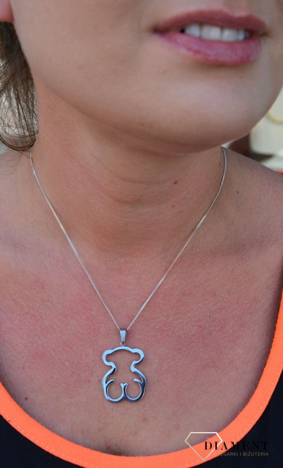 Stalowa zawieszka gładki miś w kolorze srebrnym DIA-ZAW-2886-STAL.jpg