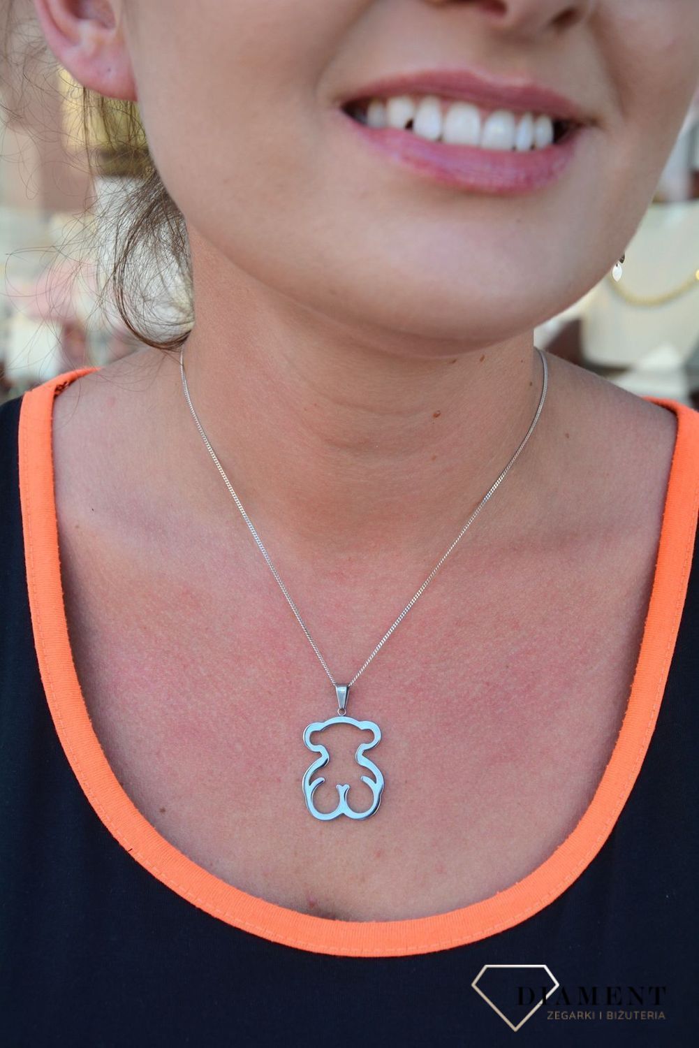 Stalowa zawieszka gładki miś w kolorze srebrnym DIA-ZAW-2886-STAL.jpg