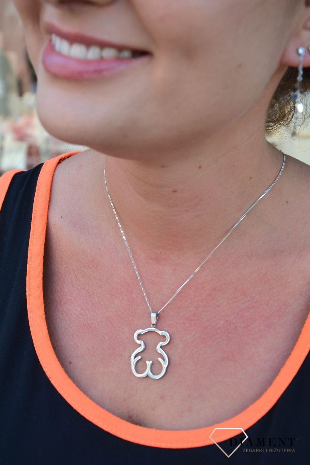 Stalowa zawieszka gładki miś w kolorze srebrnym DIA-ZAW-2886-STAL.jpg