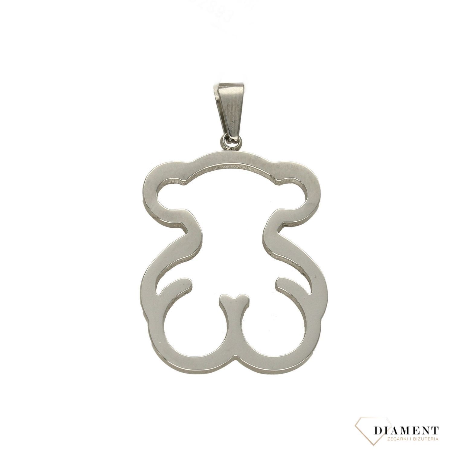 Stalowa zawieszka gładki miś w kolorze srebrnym DIA-ZAW-2886-STAL.jpg