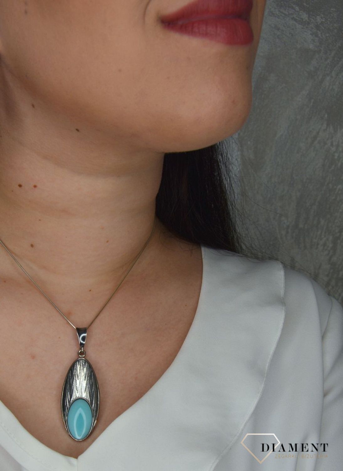 Srebrna zawieszka duży turkus syntetyczny DIA-ZAW-2926-925.jpg