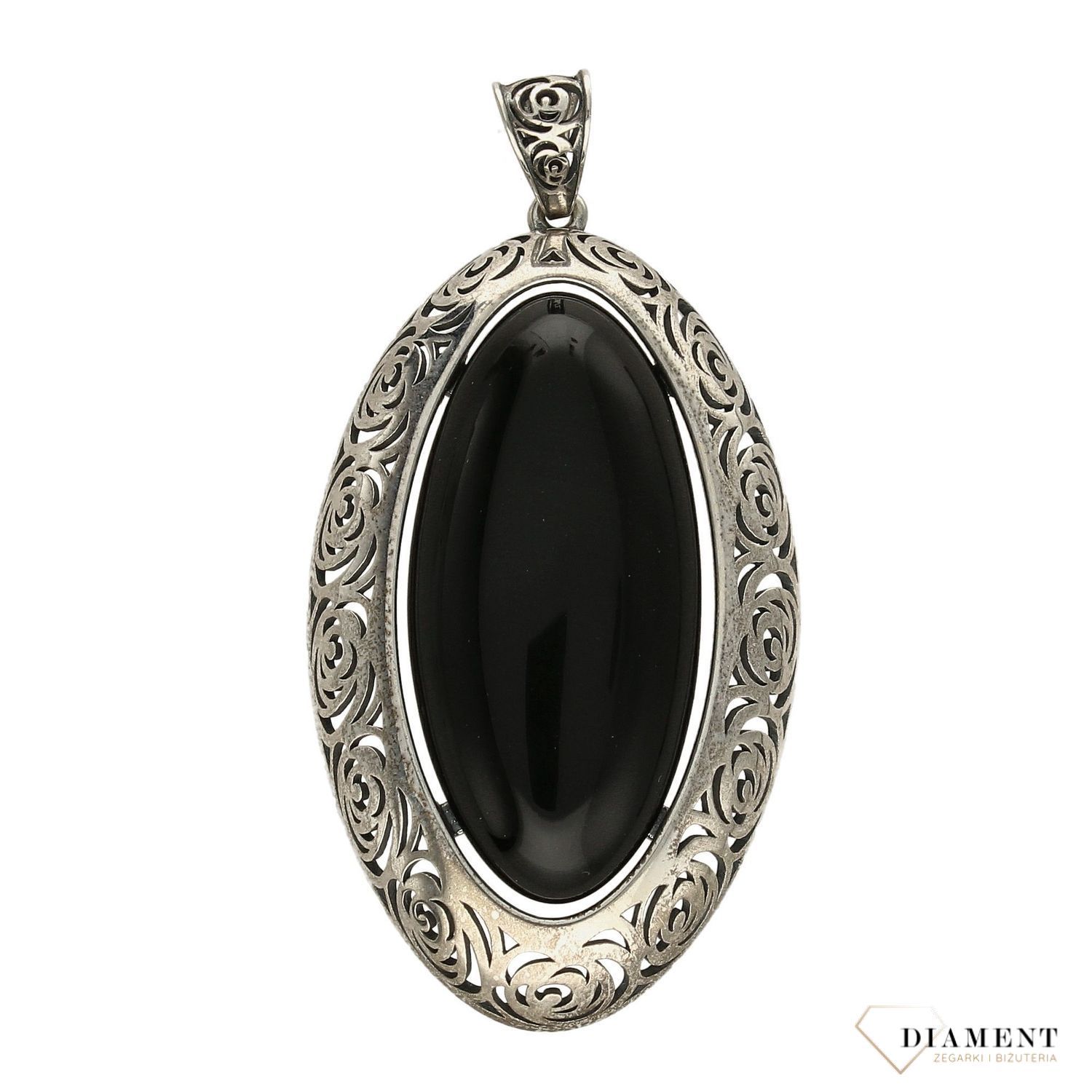 Srebrna zawieszka onyks z otoczką ze srebra z wzorem DIA-ZAW-2927-925.jpg