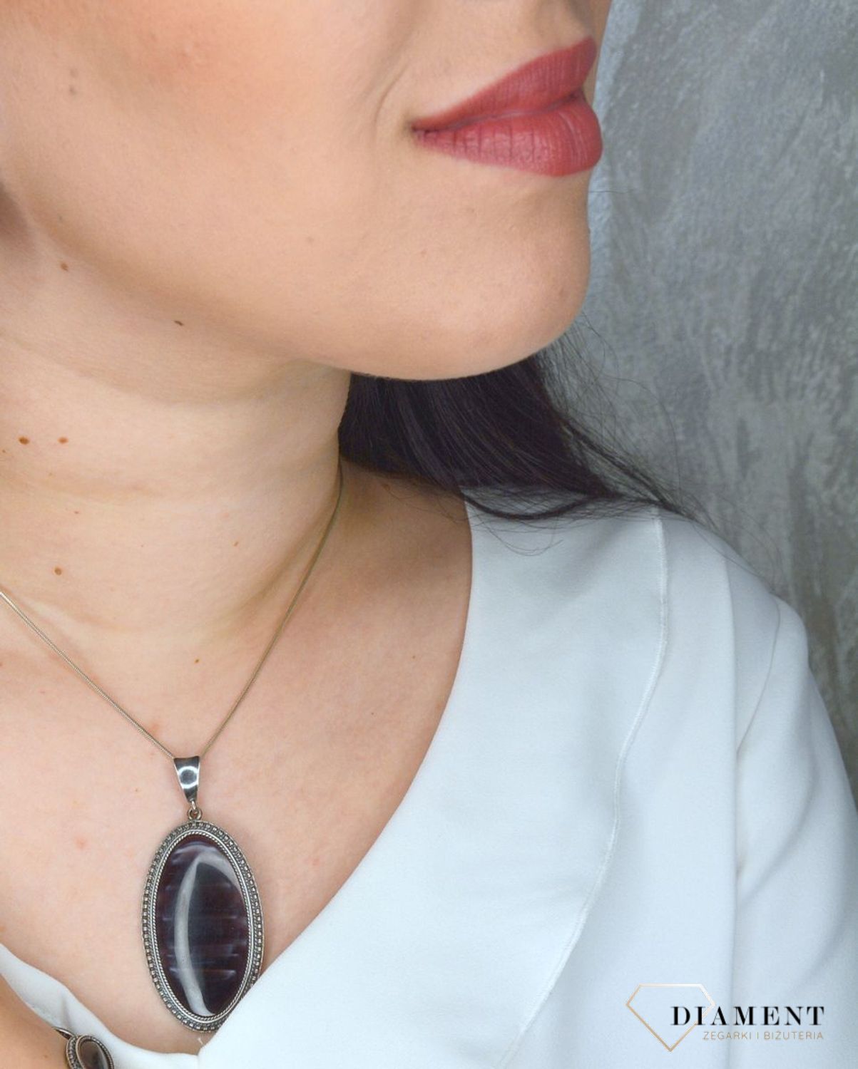 Srebrna zawieszka z agatem i oksydą DIA-ZAW-2928-925.jpg