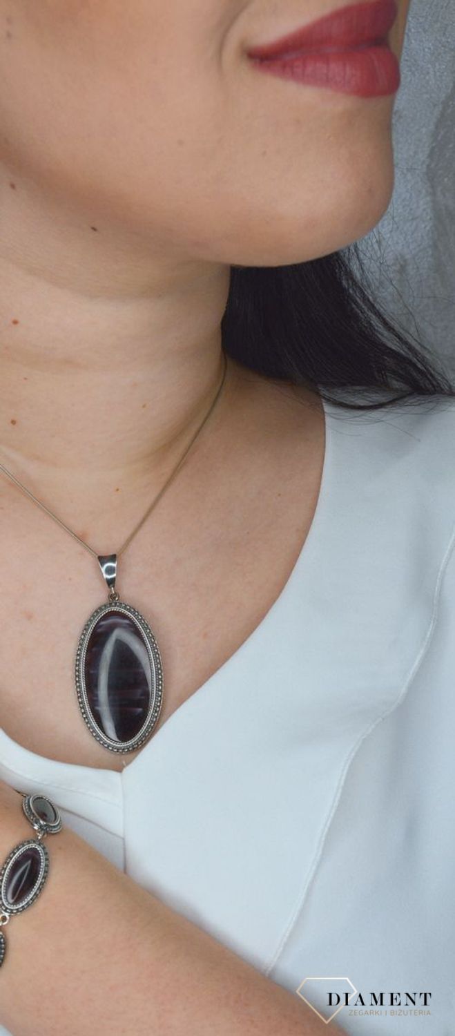 Srebrna zawieszka z agatem i oksydą DIA-ZAW-2928-925.jpg
