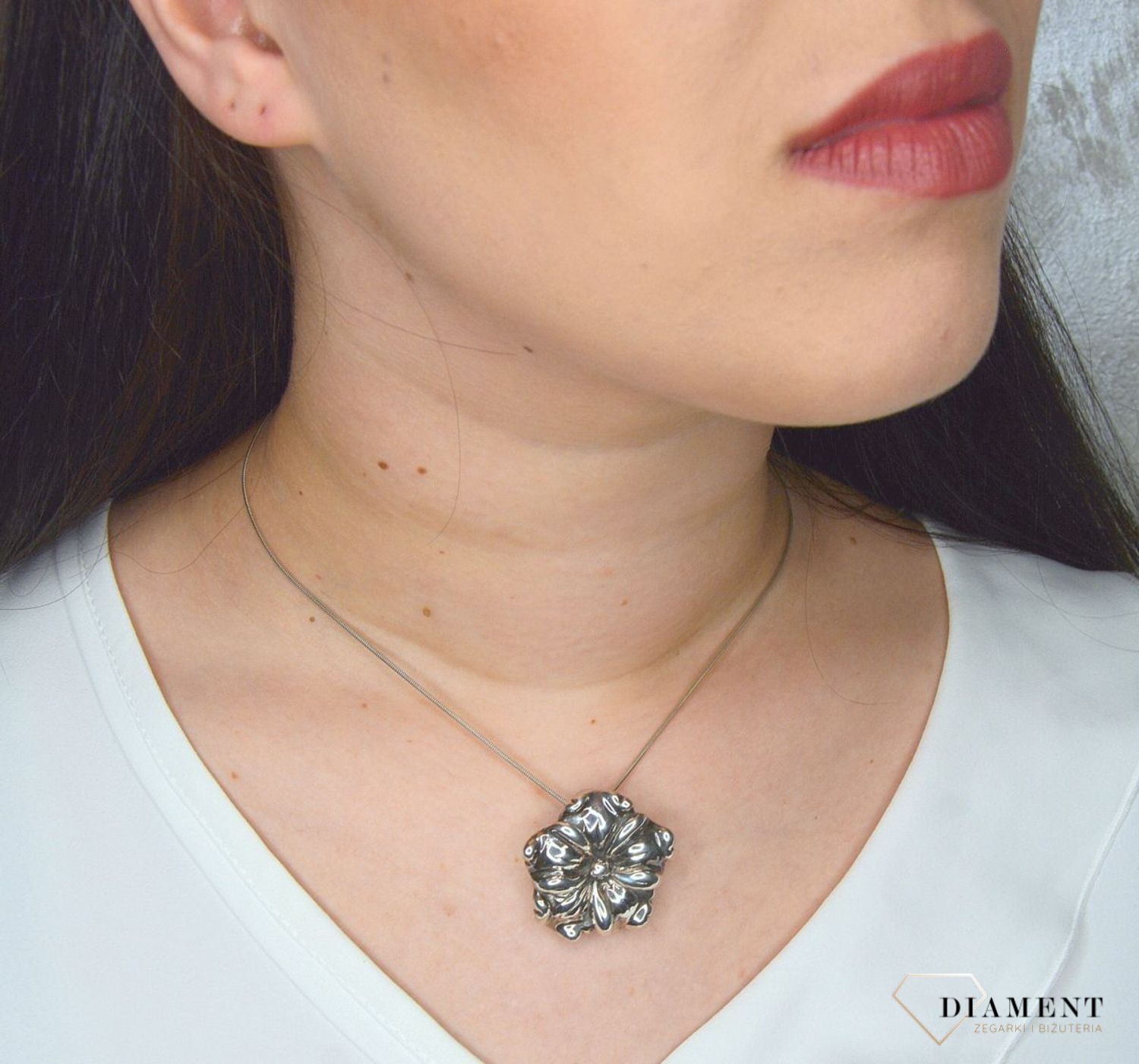Srebrna zawieszka damska 'Duży dmuchany kwiat' DIA-ZAW-2937-925.jpg