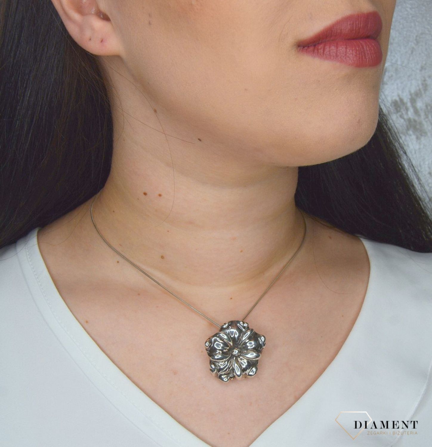 Srebrna zawieszka damska 'Duży dmuchany kwiat' DIA-ZAW-2937-925.jpg
