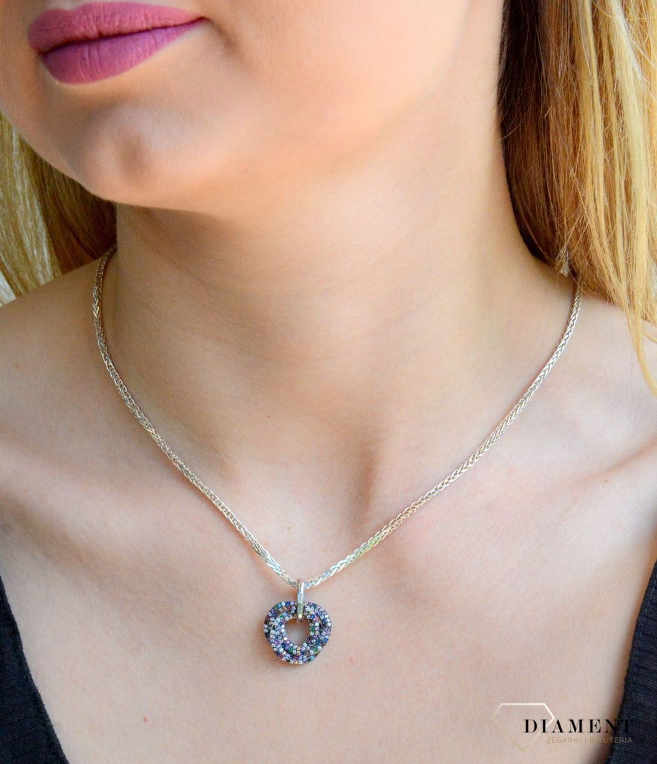 Zawieszka srebrna wiszące koła 'Multikolor' DIA-ZAW-2957-925.jpg