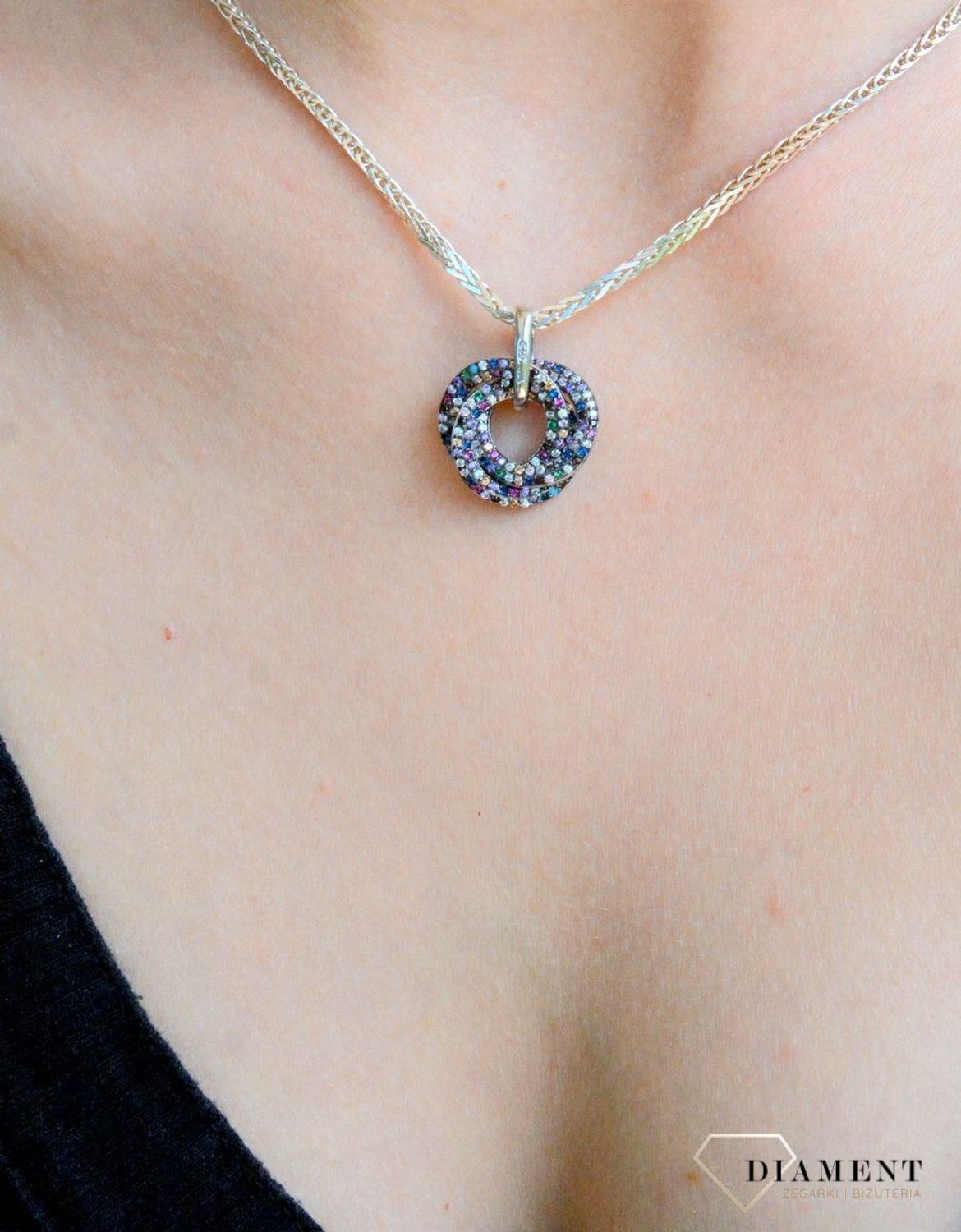 Zawieszka srebrna wiszące koła 'Multikolor' DIA-ZAW-2957-925.jpg