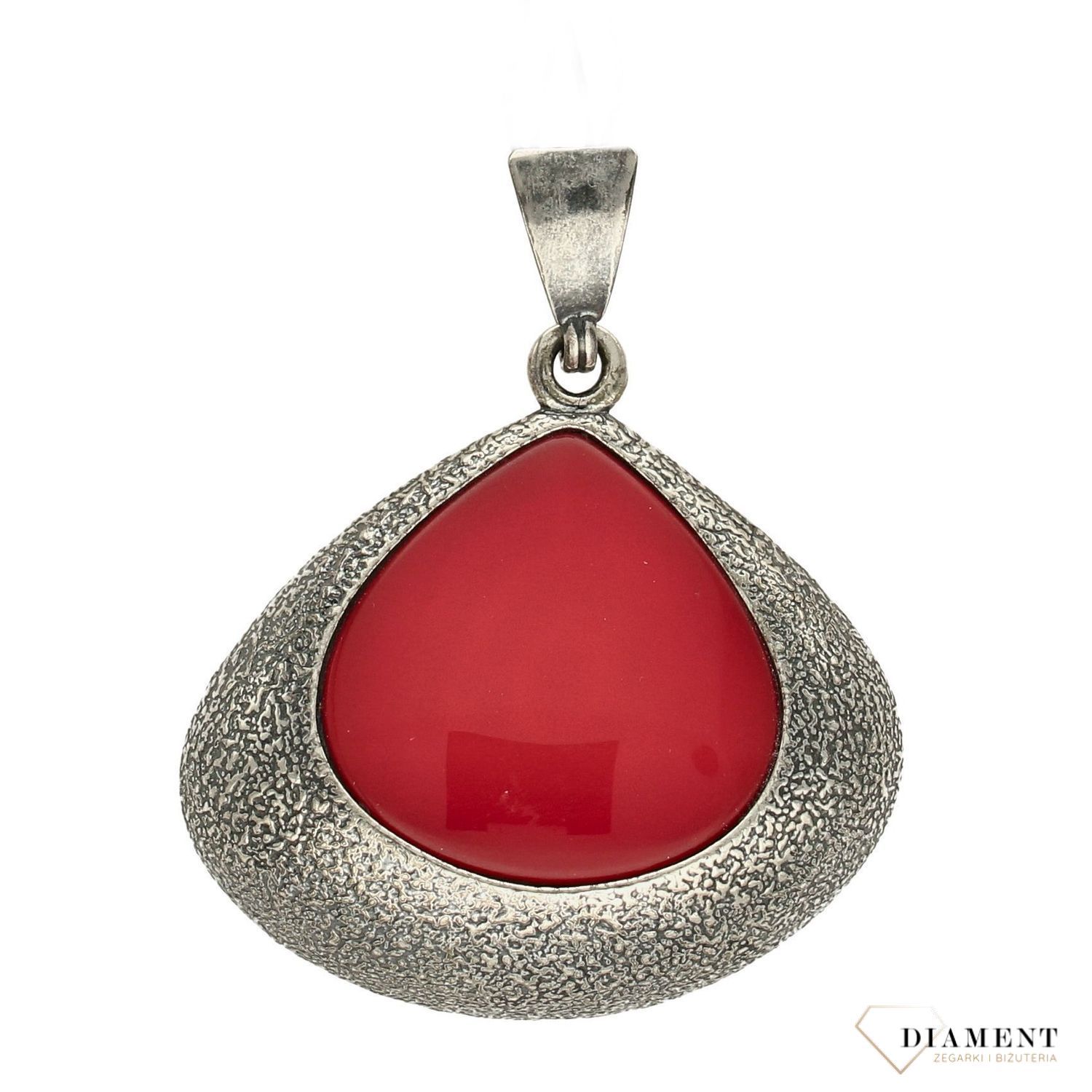 Zawieszka srebrna oksydowana  z czerwonym kamieniem DIA-ZAW-2986-925.jpg
