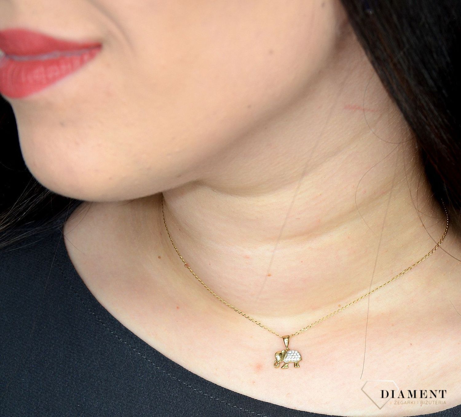 Złota zawieszka 333 słonik z cyrkonią DIA-ZAW-2993-333.jpg